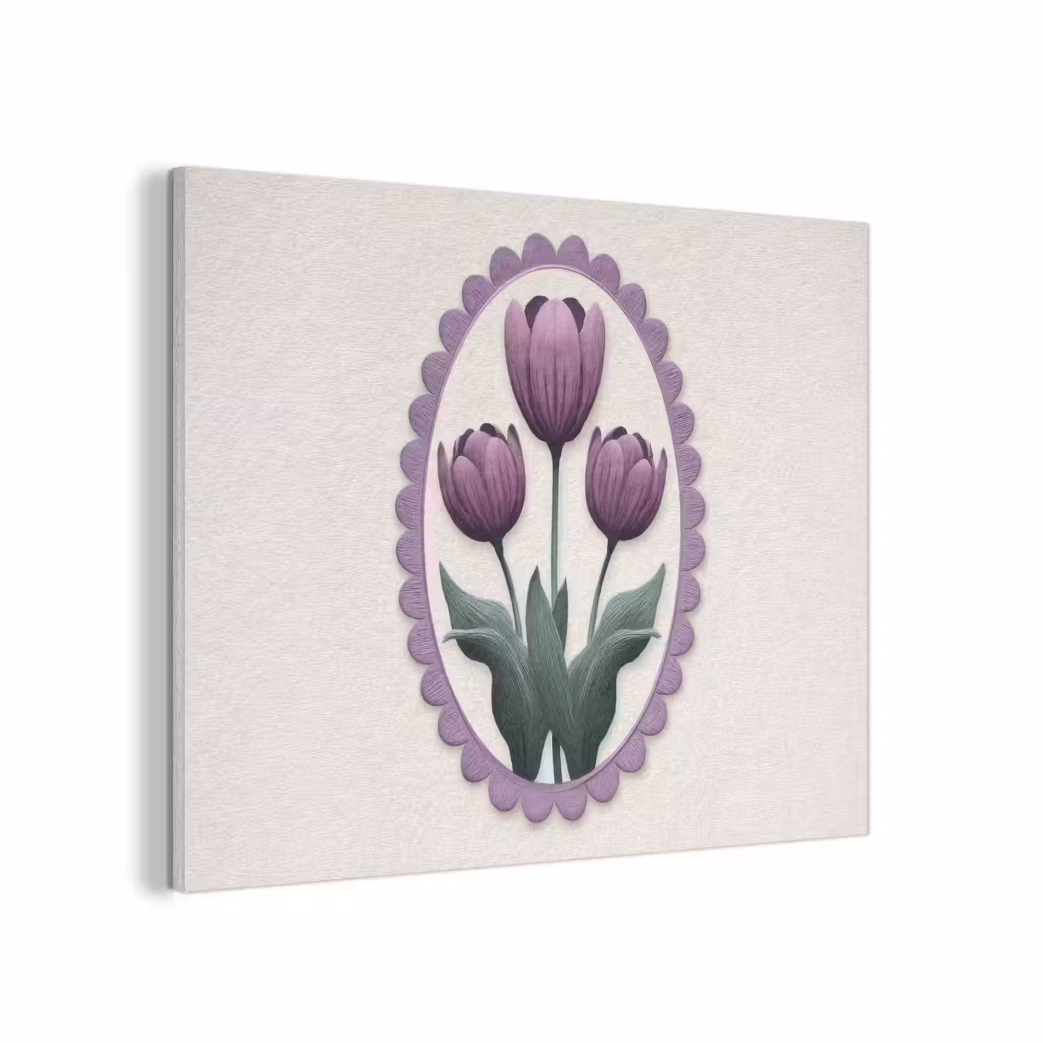 Tulpen - Paars - Lijst - Bladeren PET vilt klein -3d