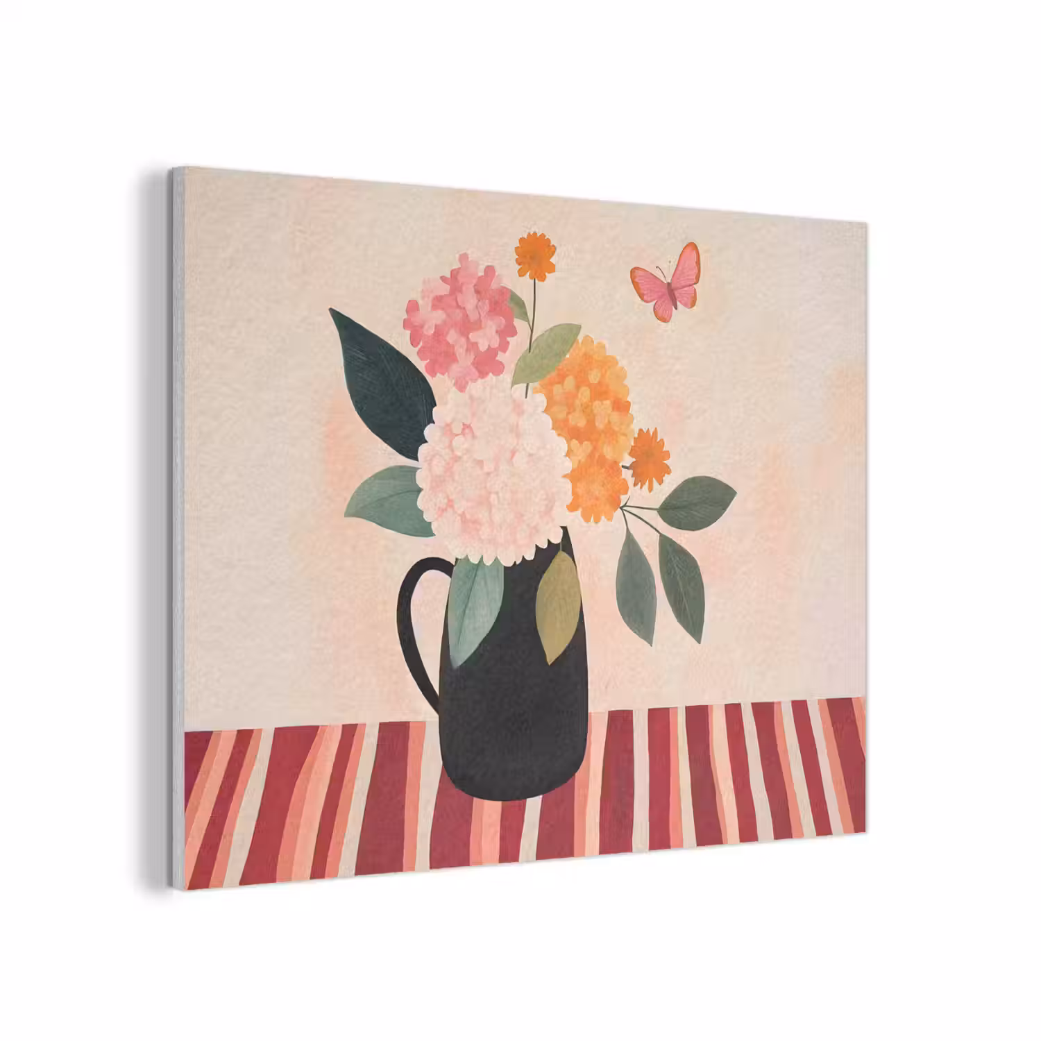 Vaas - Bloemen - Vlinder - Rood PET vilt klein -3d