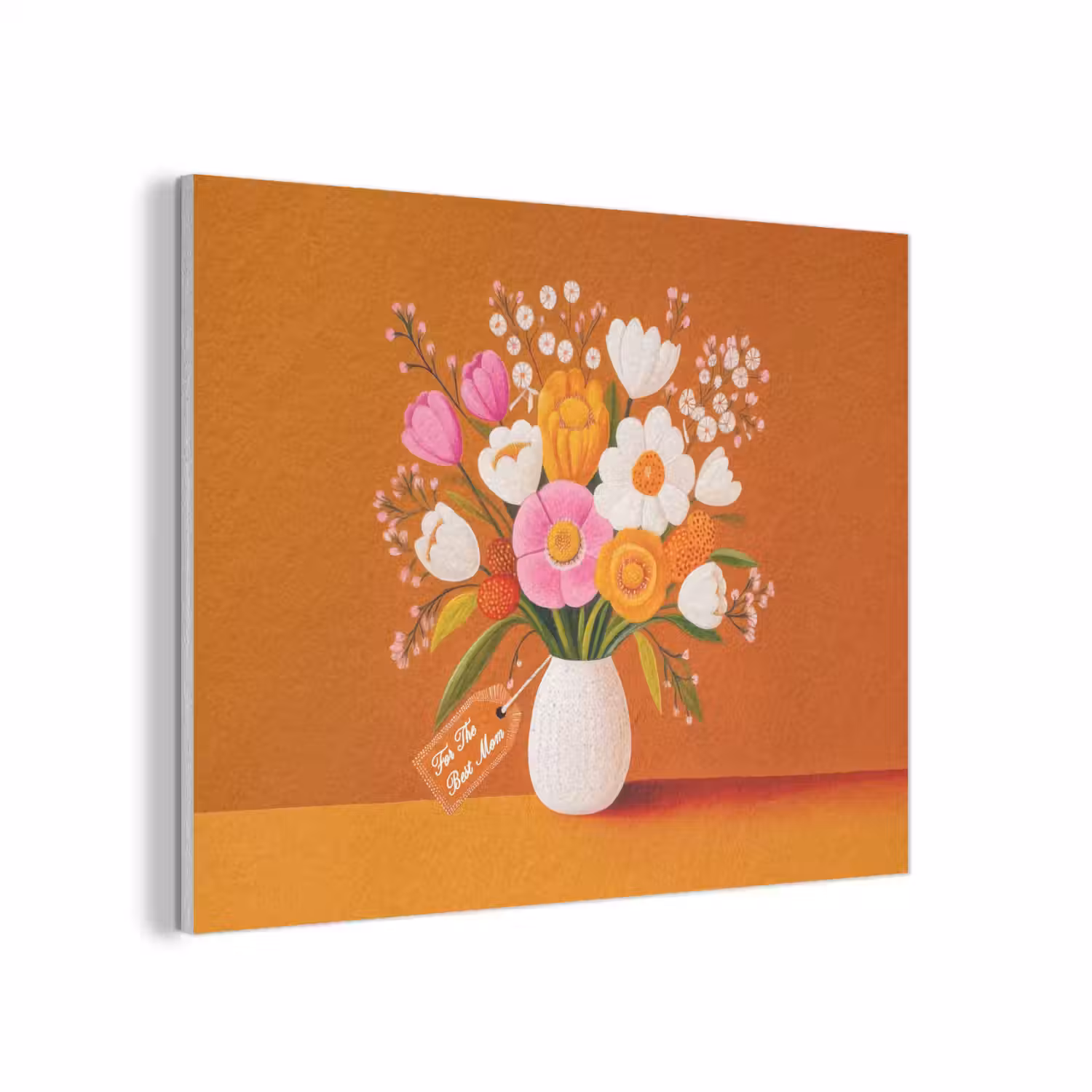 Vaas - Bloemen - Oranje PET vilt klein -3d
