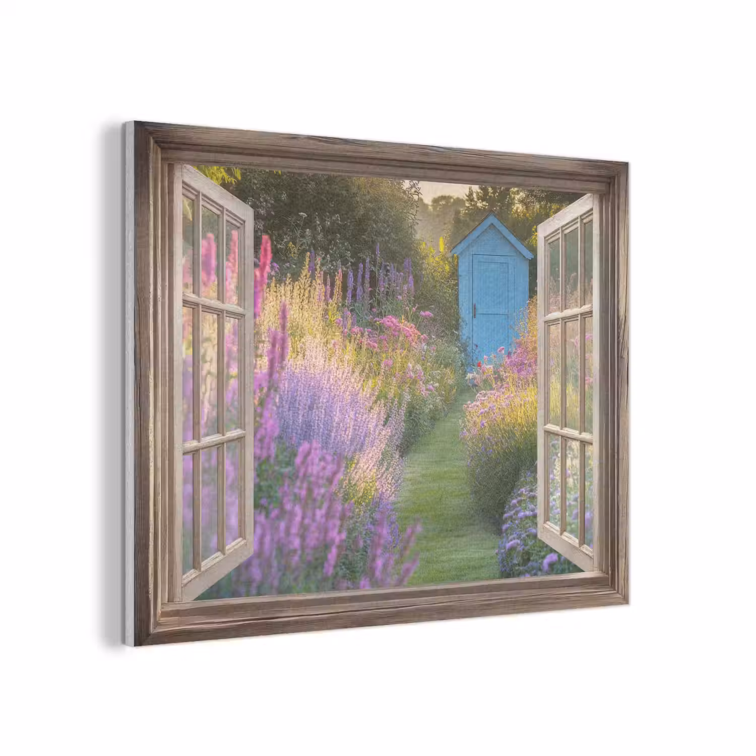 Doorkijk - Bloemen - Raam - Natuur PET vilt klein -3d