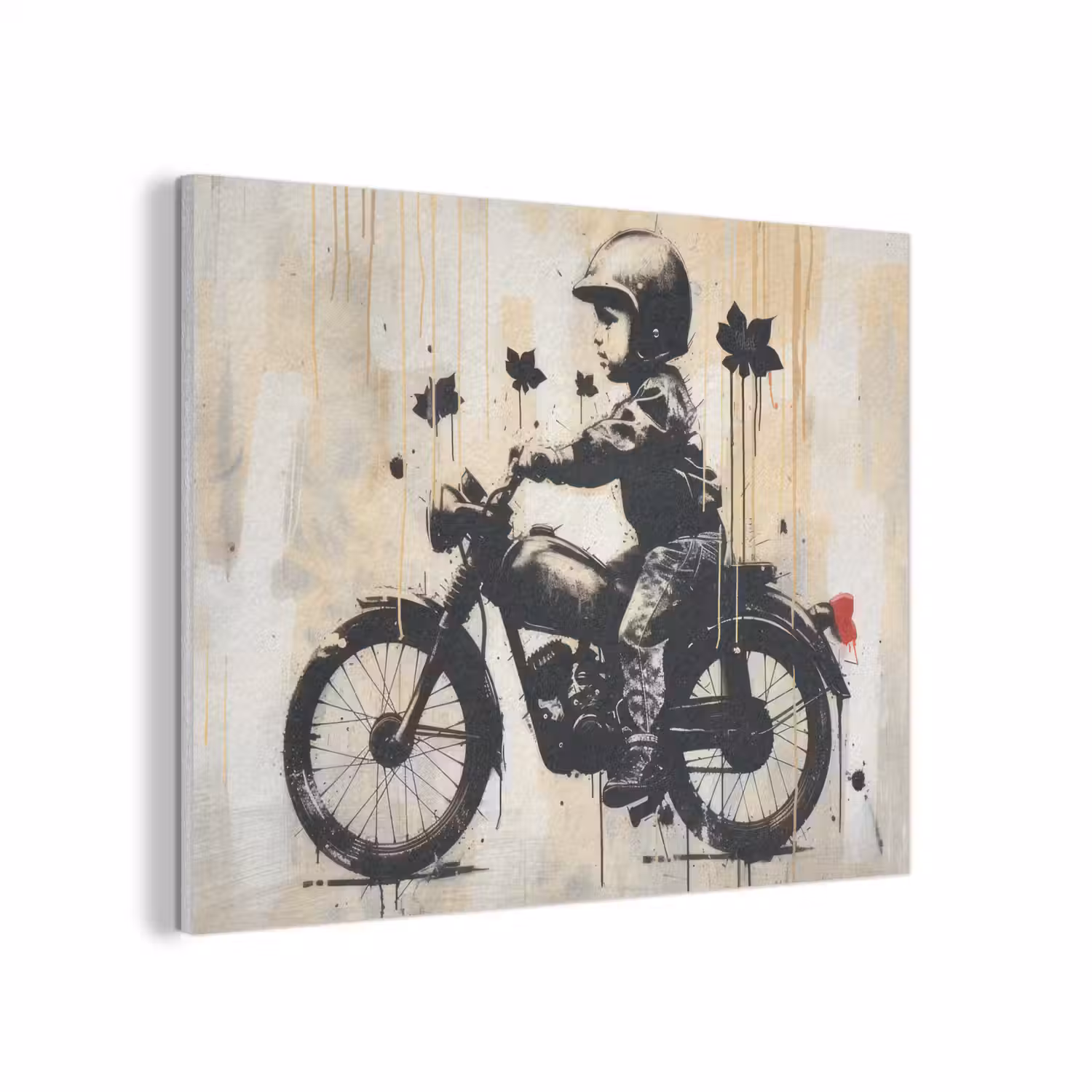Vintage - Street art - Motor - Jongen - Graffiti - Zwart - Banksy PET vilt klein -3d
