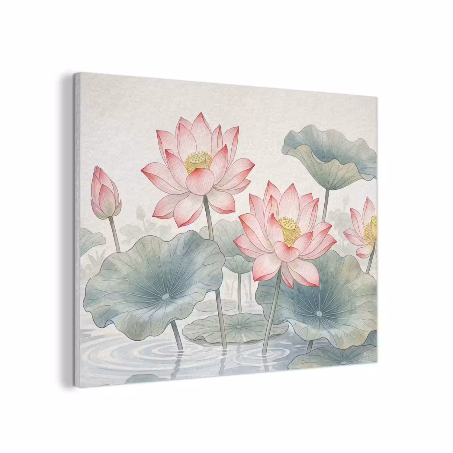Aquarel - Lotusbloemen - Kleurrijk PET vilt klein -3d