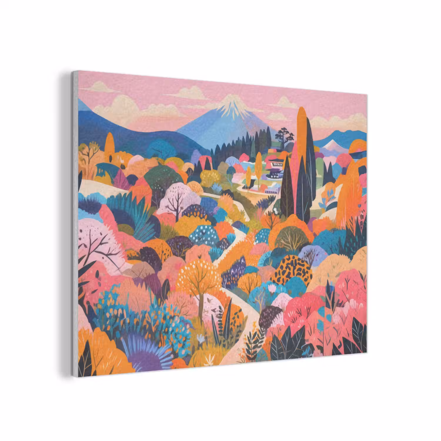 Witte bergtop - Modern - Kleurrijk PET vilt klein -3d