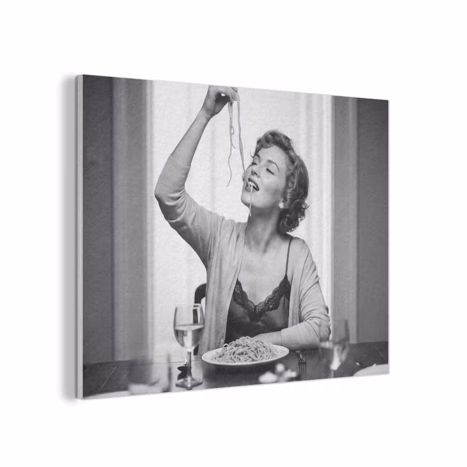 Vrouw - Spaghetti - Zwart - Wit PET vilt klein -3d