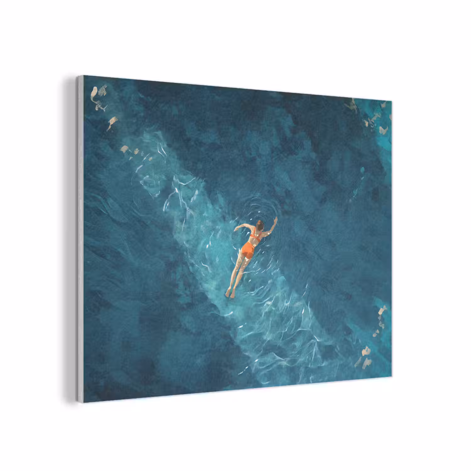 Vrouw - Water - Bikini - Oranje PET vilt klein -3d