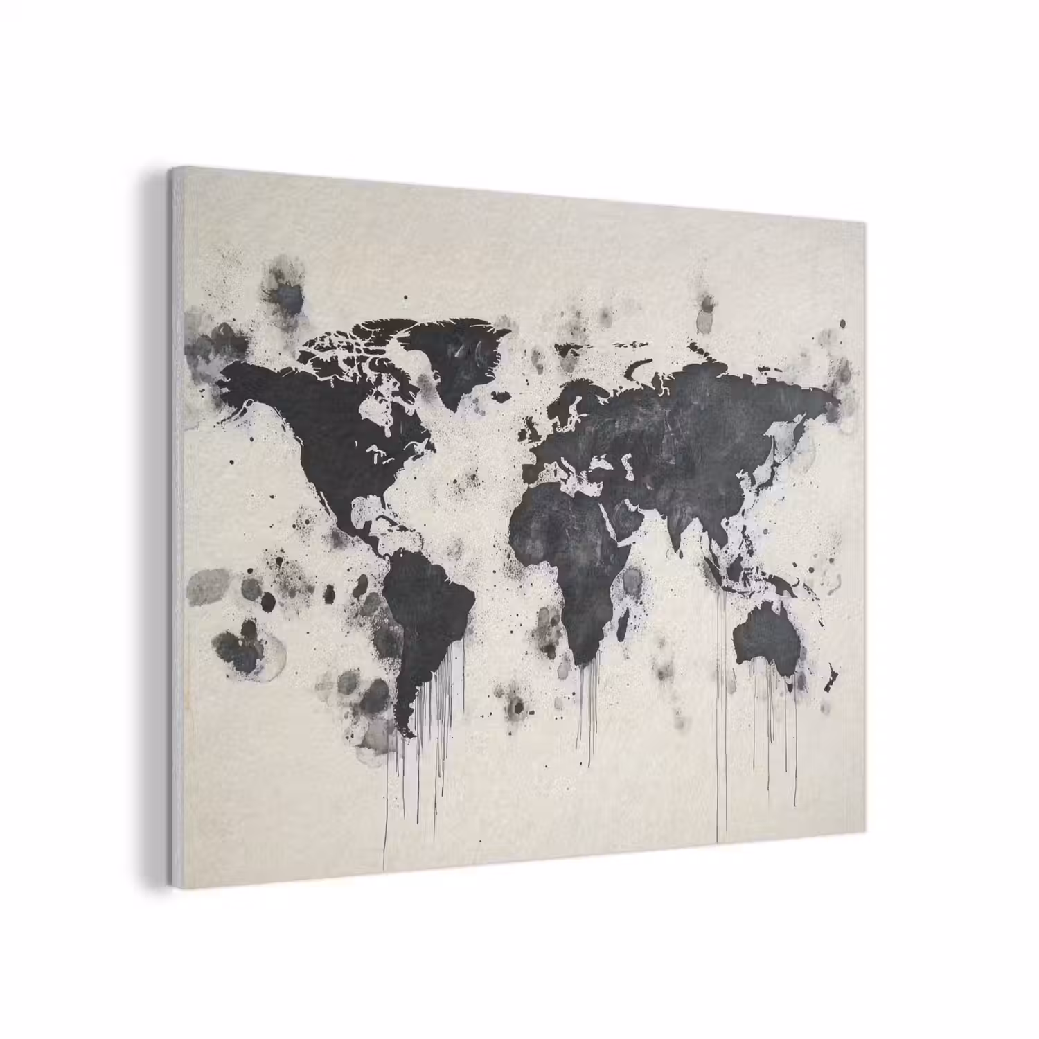 Wereldkaart - Zwart - Inkt PET vilt klein -3d