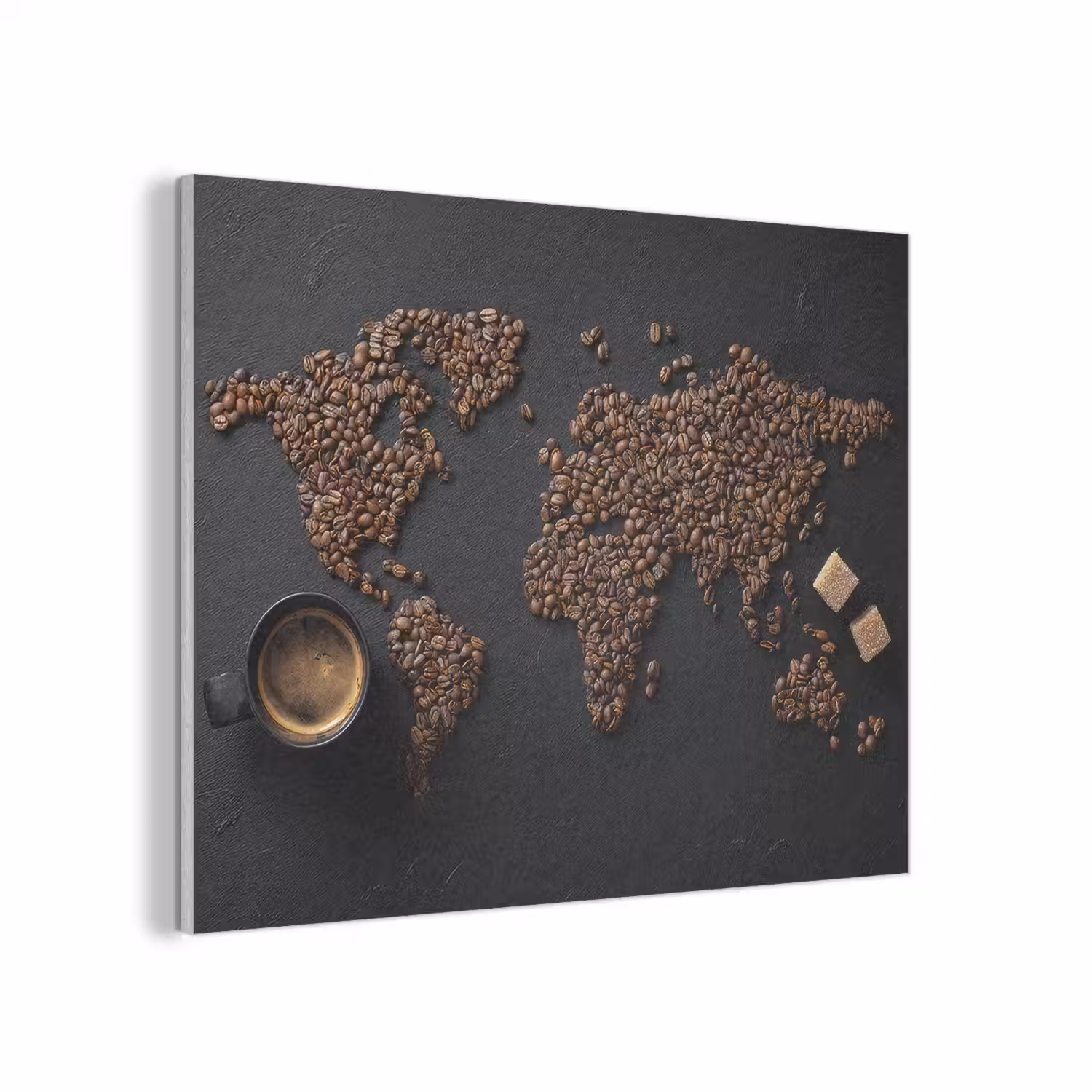 Wereldkaart - Espresso - Zwart PET vilt klein -3d