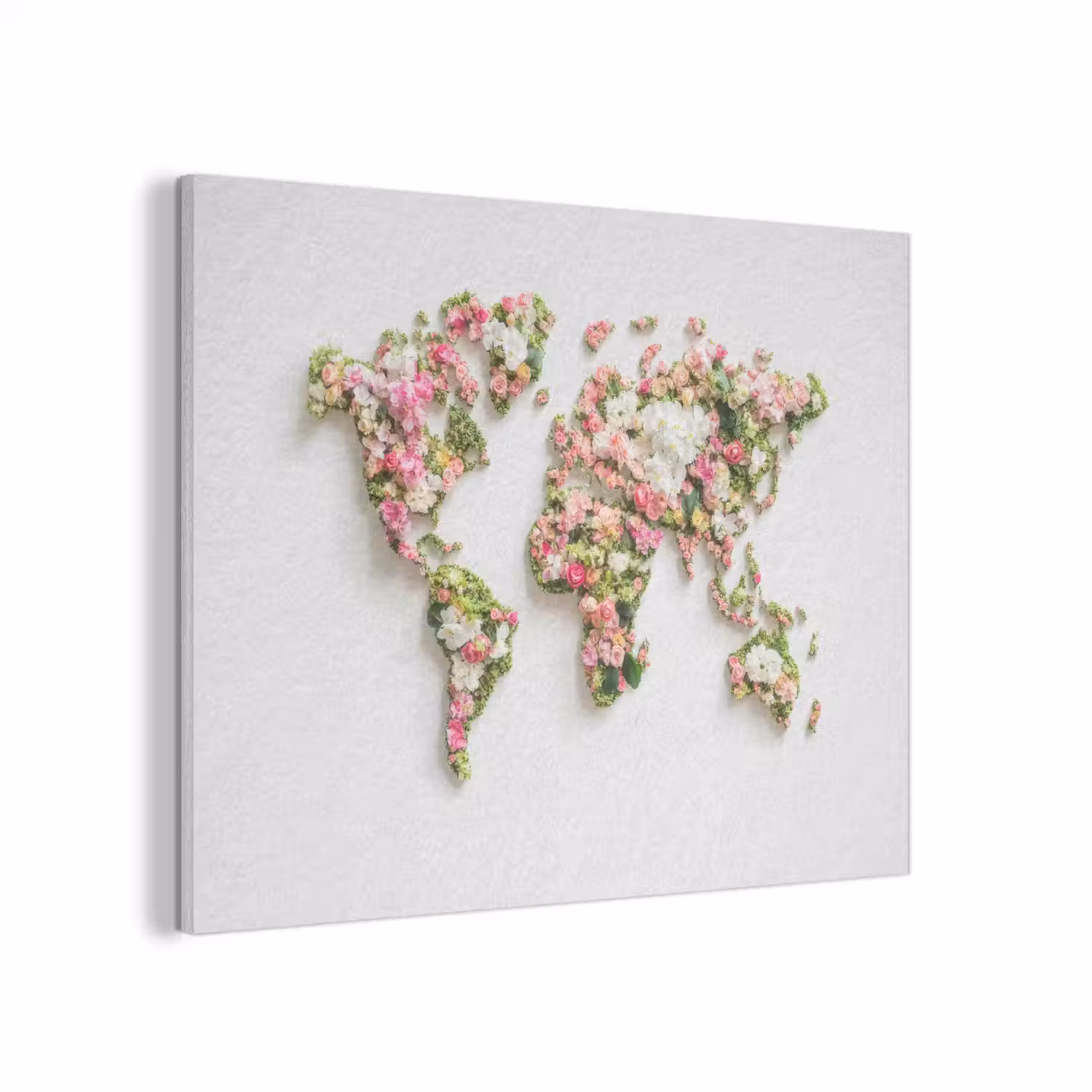 Wereldkaart - Bloemen - Subtiel PET vilt klein -3d