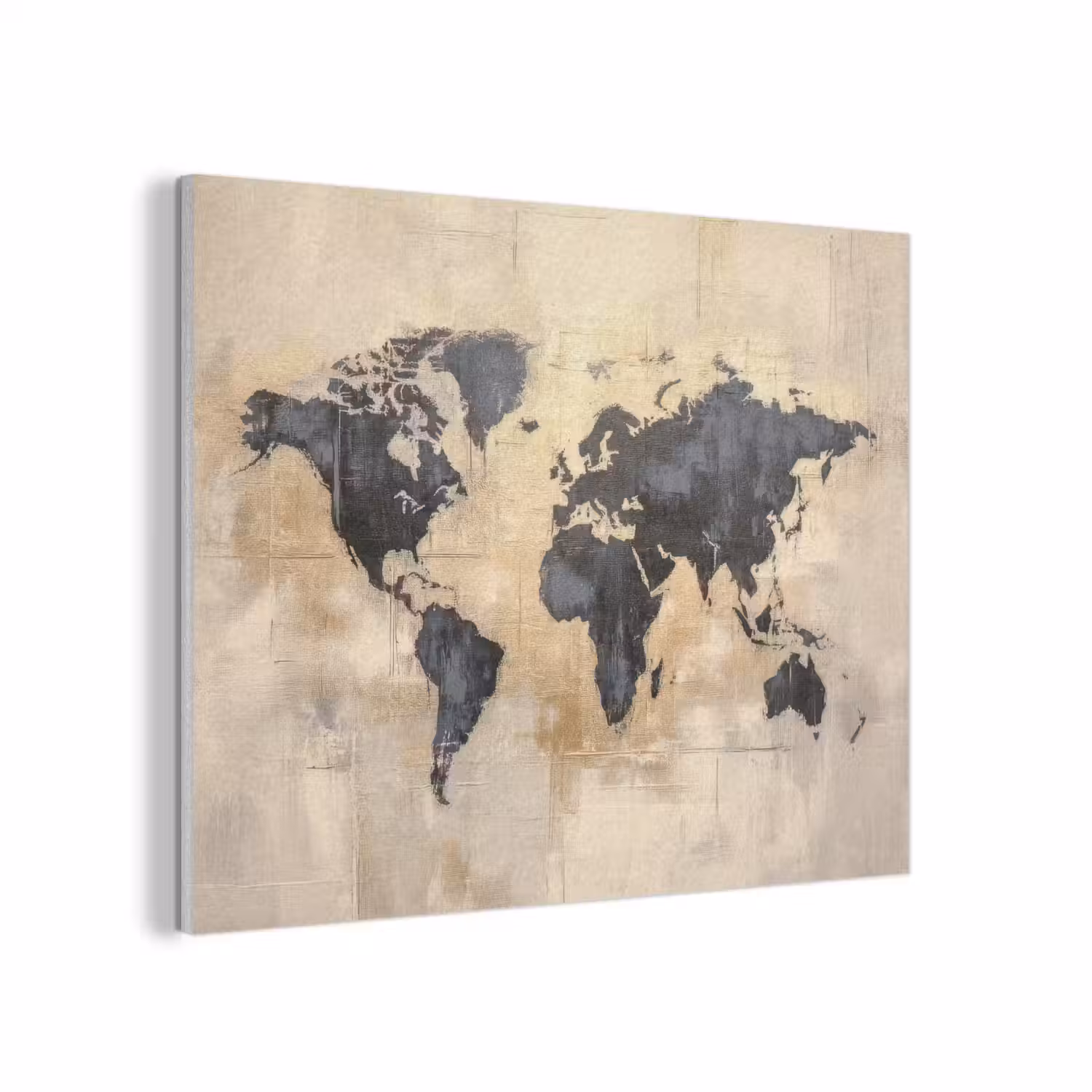 Wereldkaart - Goud - Zwart - Abstract PET vilt klein -3d