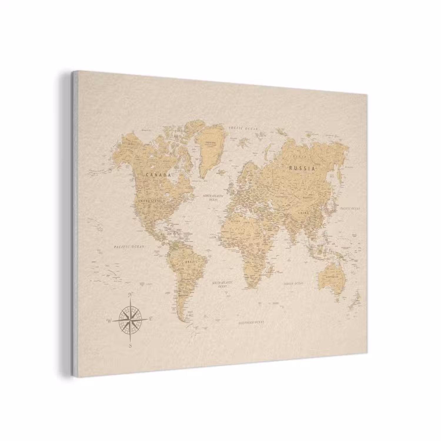Wereldkaart - Realistisch - Beige PET vilt klein -3d