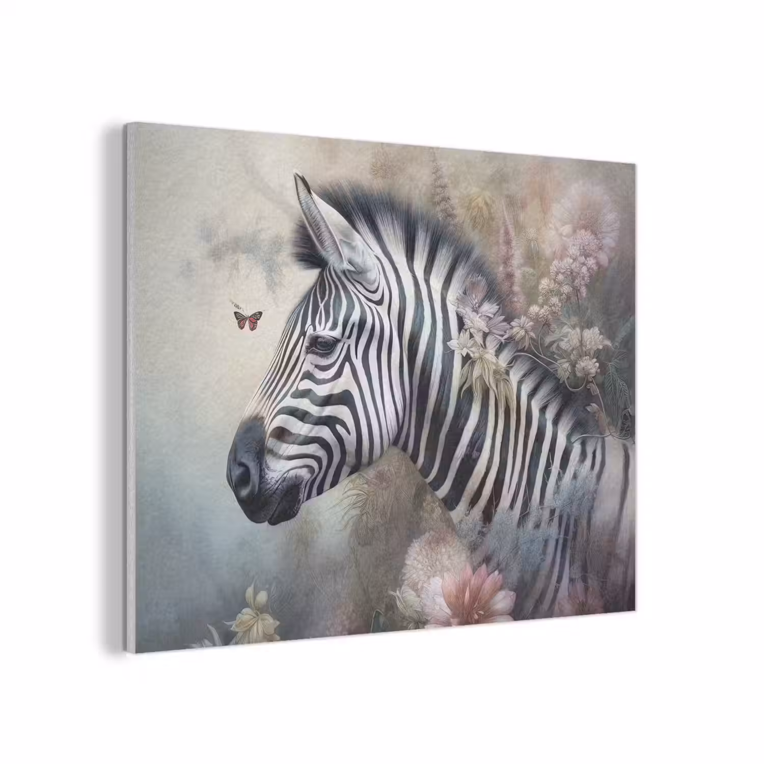 Zebra - Wilde dieren - Vlinder - Bloemen PET vilt klein -3d