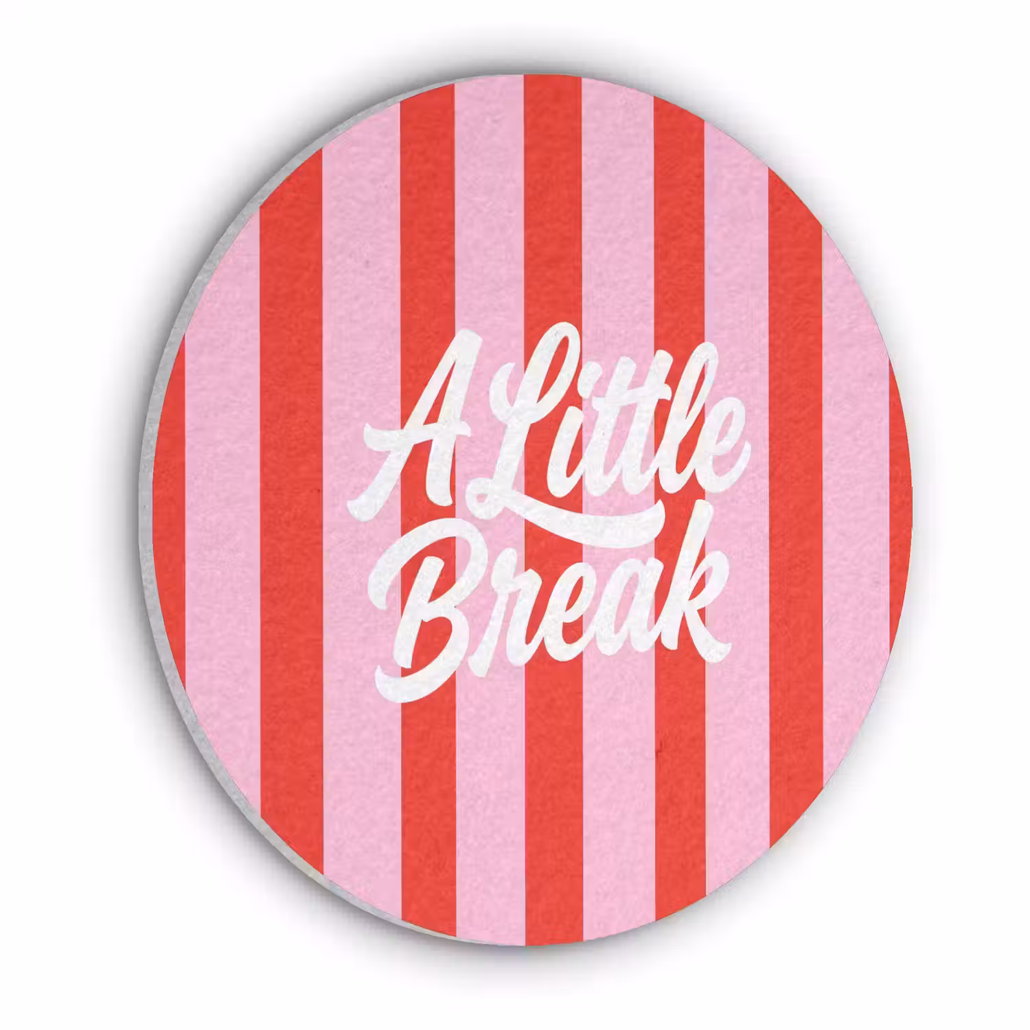 A Little Break - Strepen - Rood - Roze Akoestische PET Vilt - Rond klein -3d