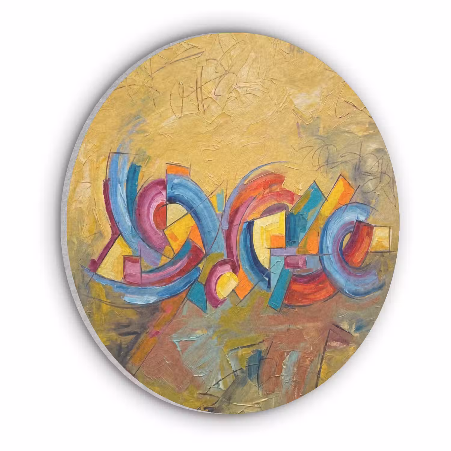 Abstract - Cirkels - Schilderij - Kleurrijk - Dynamisch Akoestische PET Vilt - Rond klein -3d