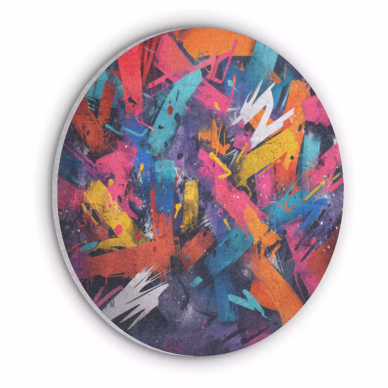 Abstract - Explosie - Neonkleuren Akoestische PET Vilt - Rond klein -3d