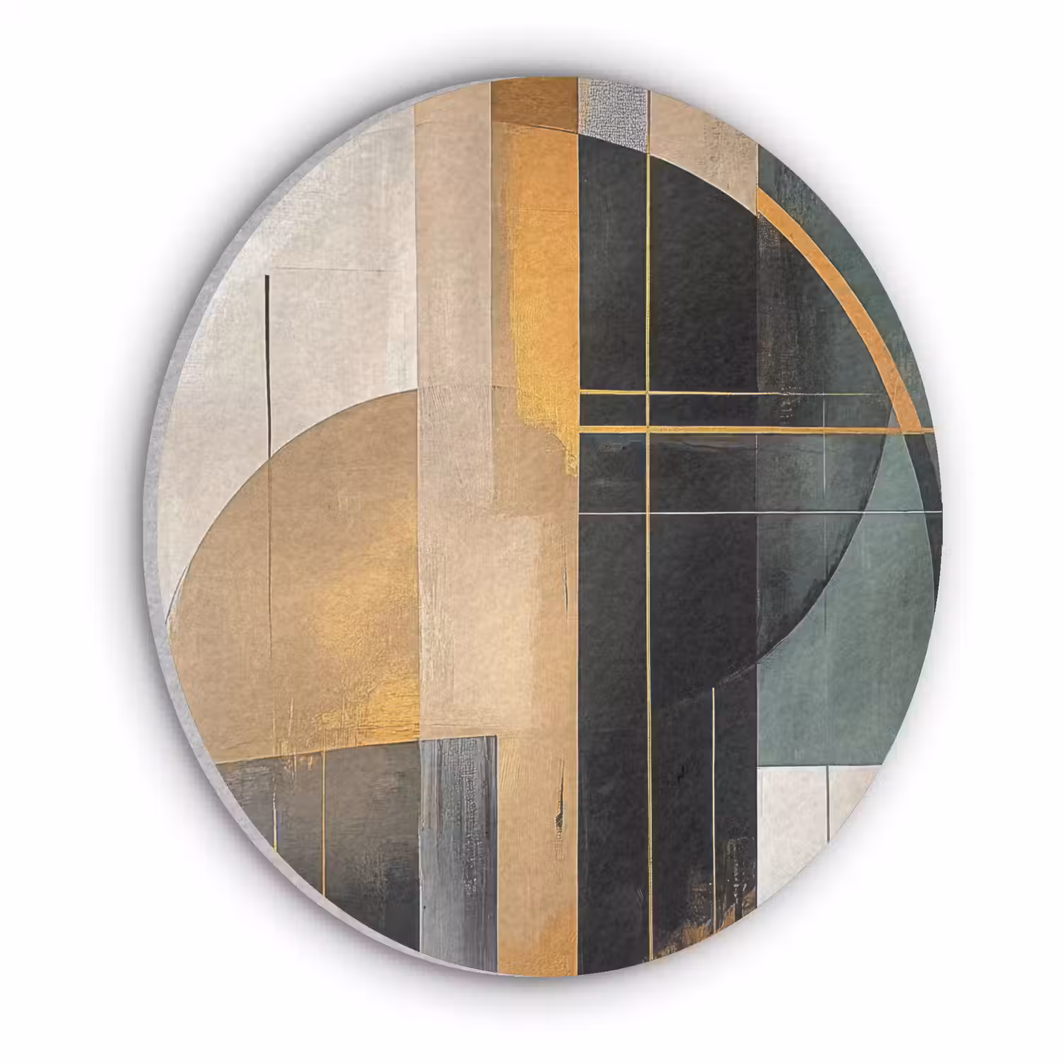 Abstract - Goud - Brons - Groen - Vormen - Modern Akoestische PET Vilt - Rond klein -3d