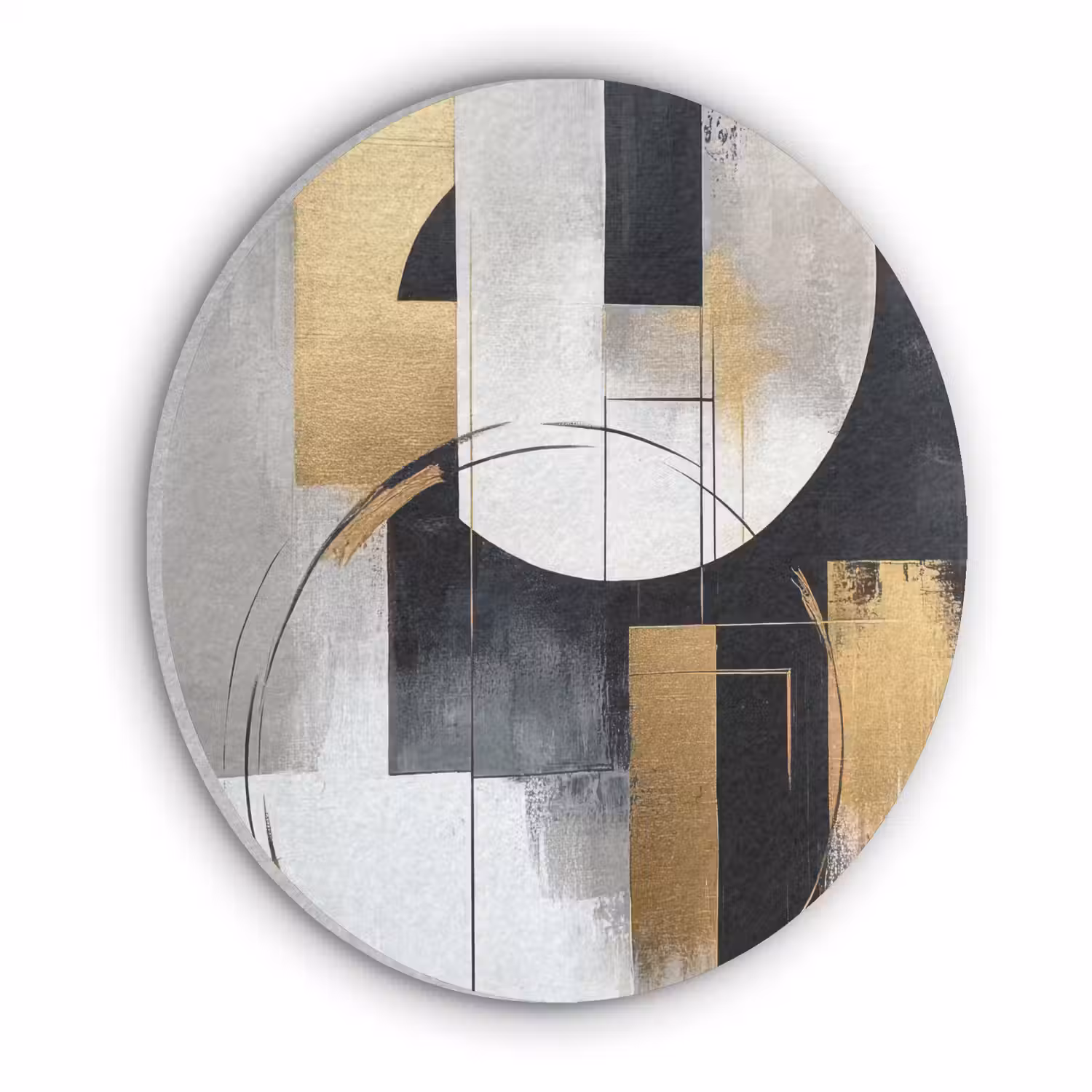 Abstract - Goud - Zilver - Vormen - Aesthetic Akoestische PET Vilt - Rond klein -3d