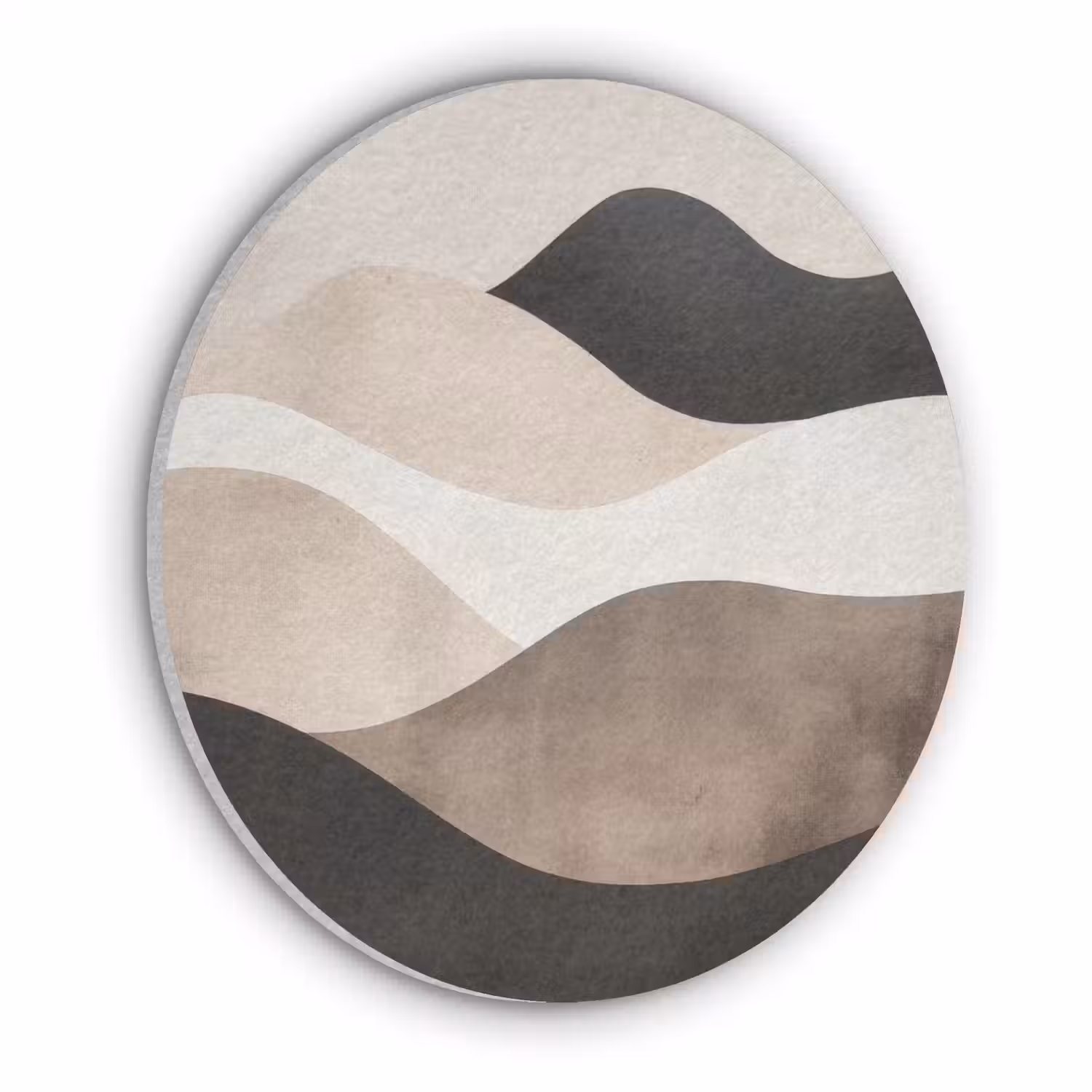 Abstract - Landschap - Golven - Crèmekleur Akoestische PET Vilt - Rond klein -3d