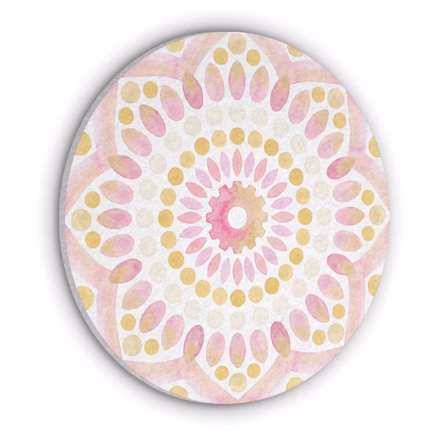 Abstract - Mandala - Kunst - Modern - Roze Akoestische PET Vilt - Rond klein -3d