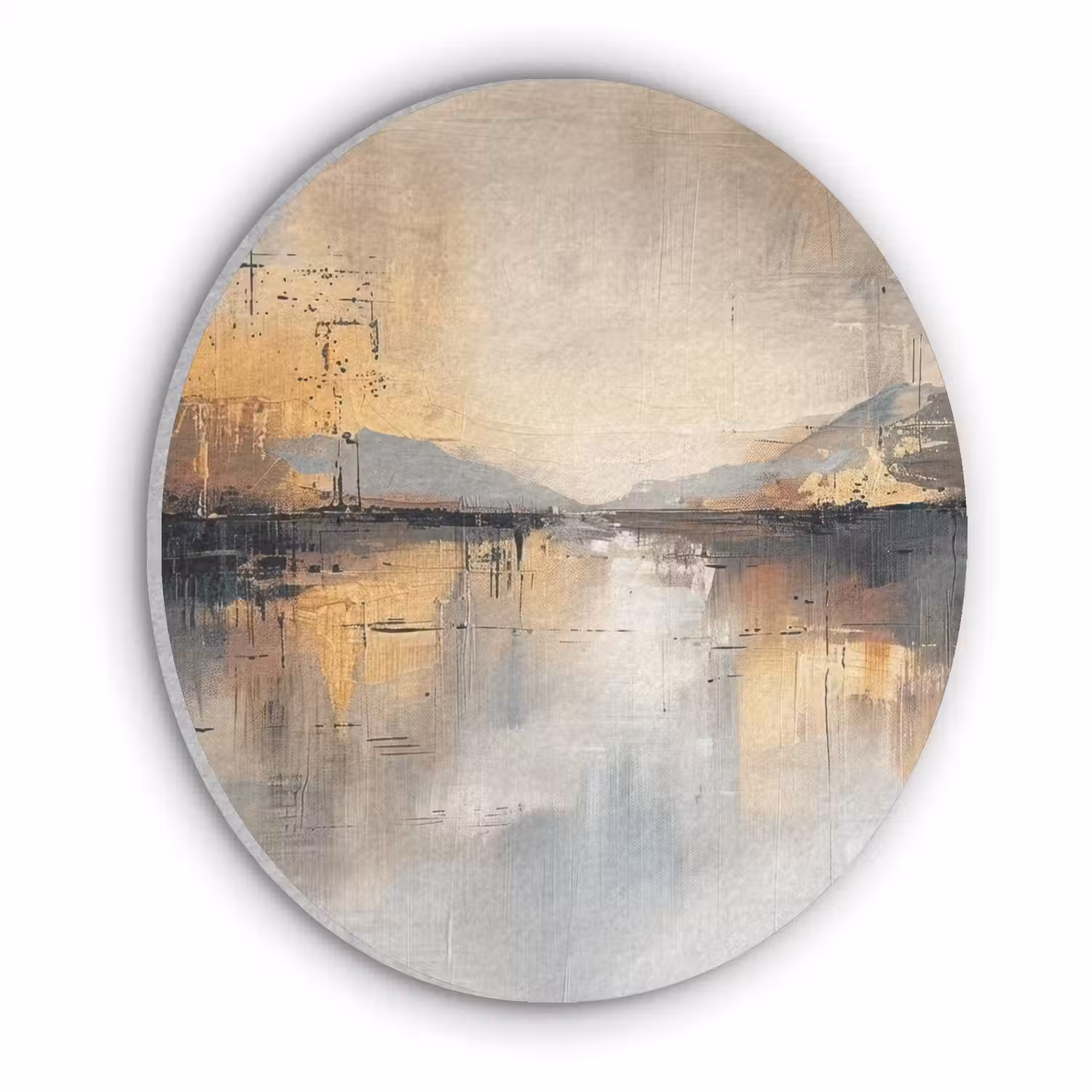 Abstract - Modern - Beige - Aesthetic - Goud Akoestische PET Vilt - Rond klein -3d