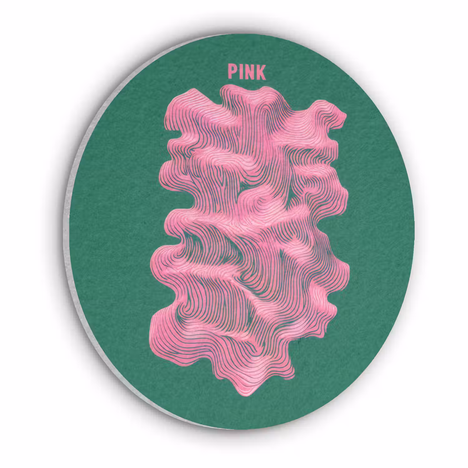 Abstract - Pink - Lijnen - Groen Akoestische PET Vilt - Rond klein -3d