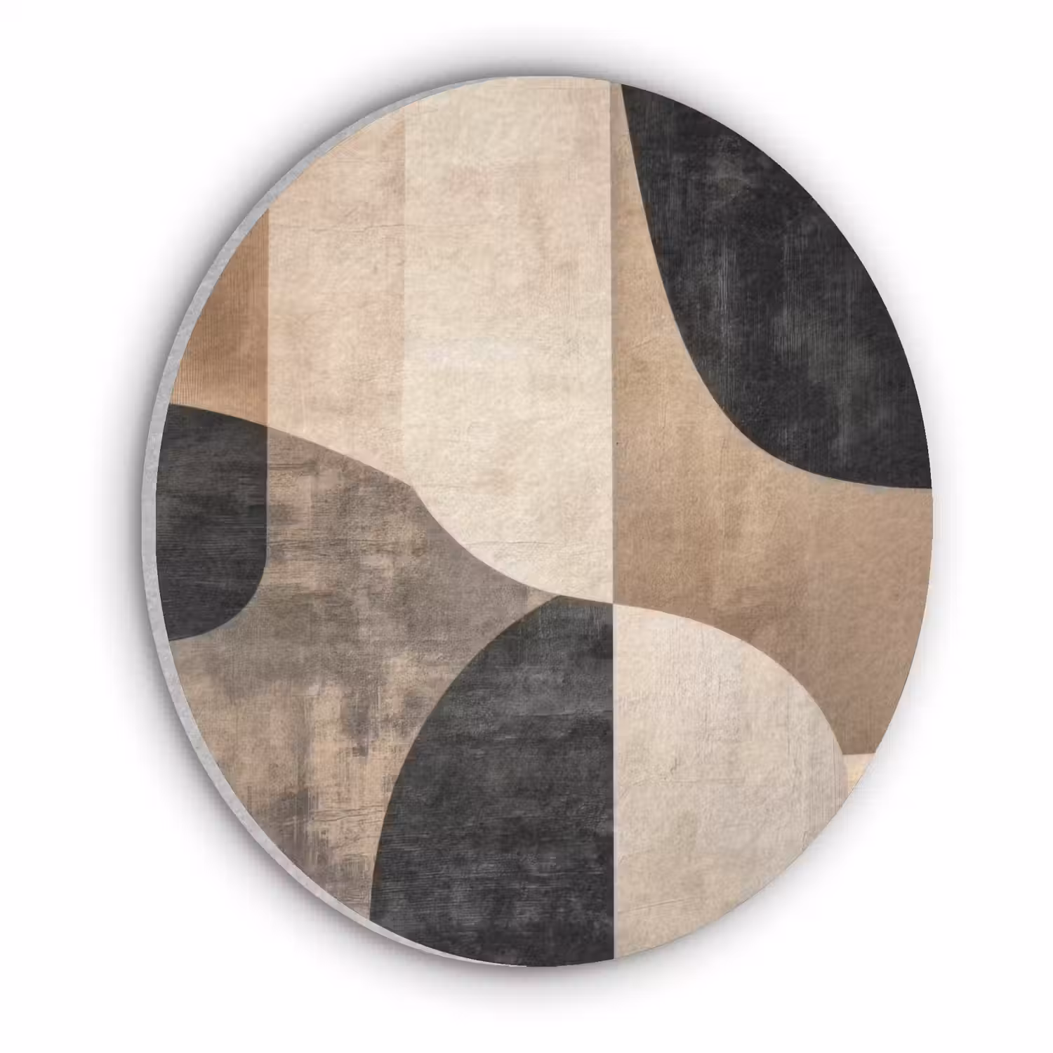Abstract - Vlakken - Zwart - Rond Akoestische PET Vilt - Rond klein -3d