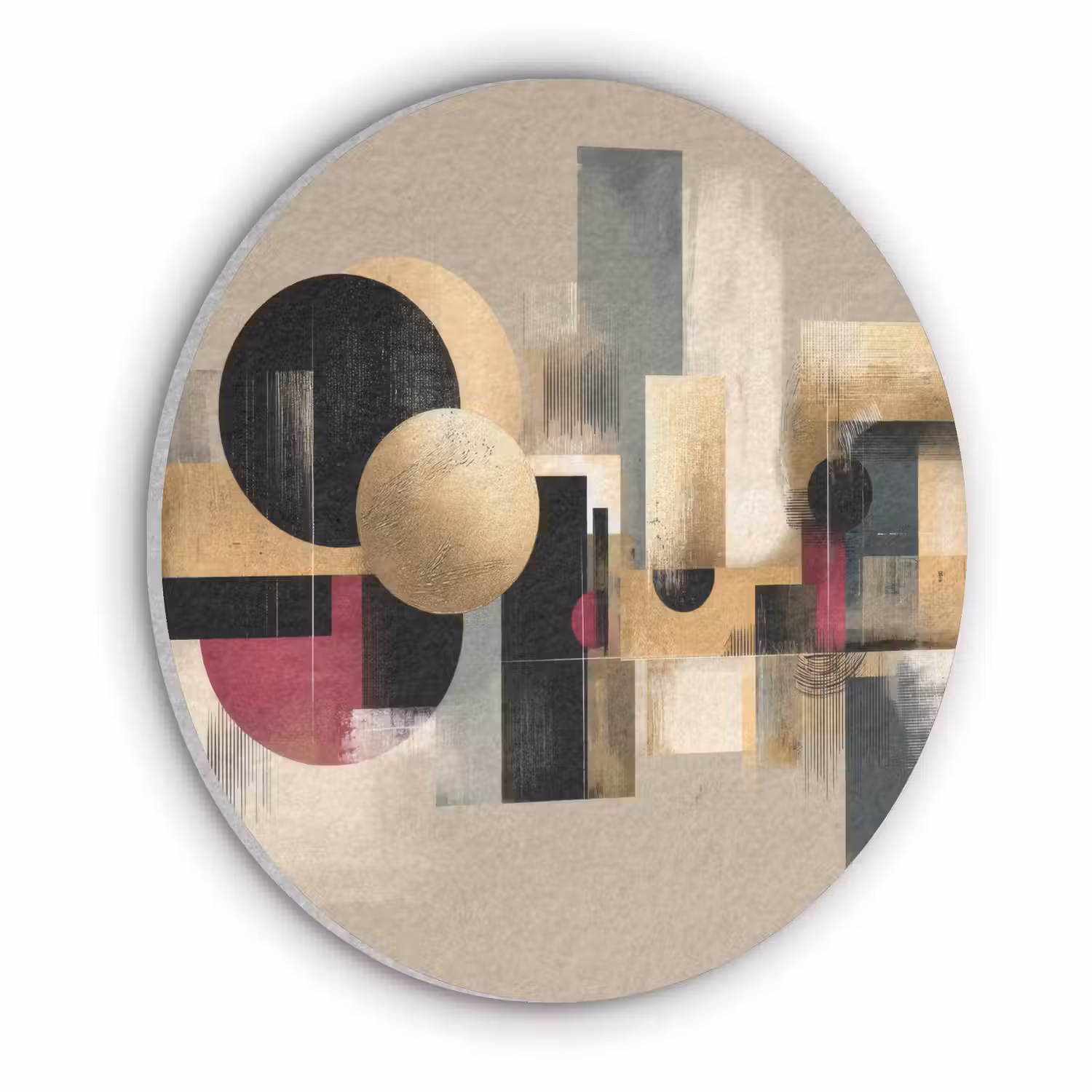 Abstract - Vormen - Beige - Texturen Akoestische PET Vilt - Rond klein -3d