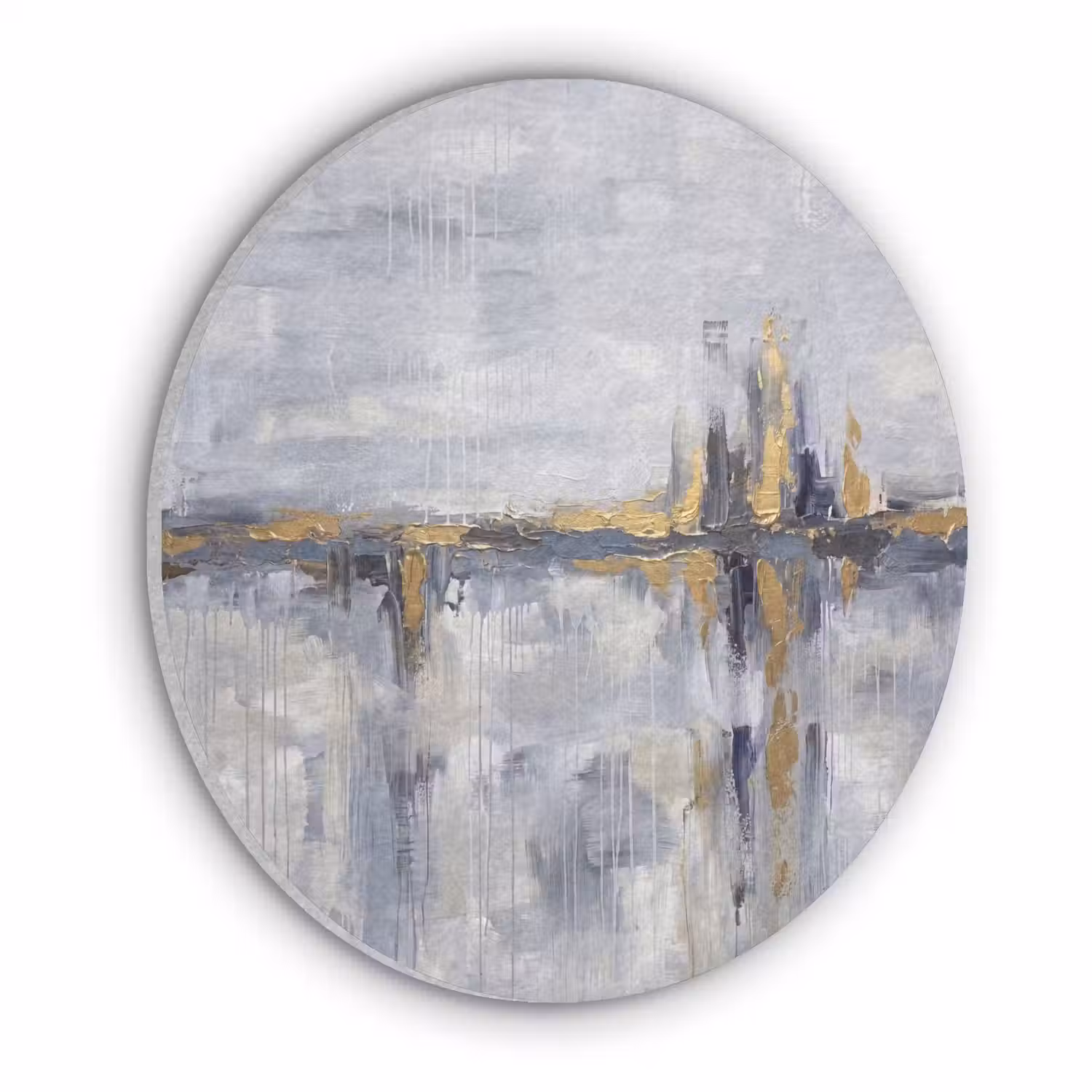 Abstract - Structuur - Goud - Grijs - Modern Akoestische PET Vilt - Rond klein -3d