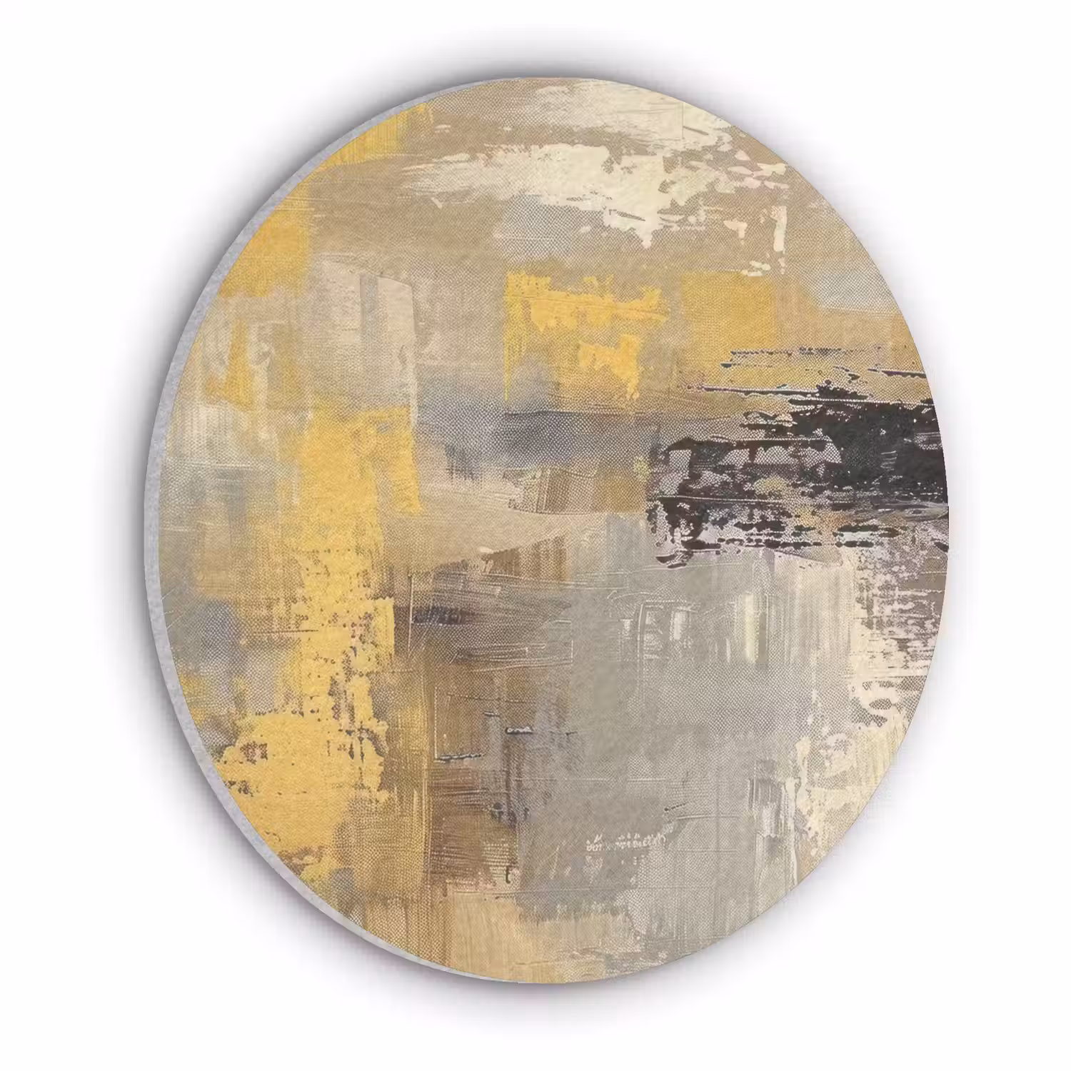 Abstract - Geel - Modern - Beige Akoestische PET Vilt - Rond klein -3d