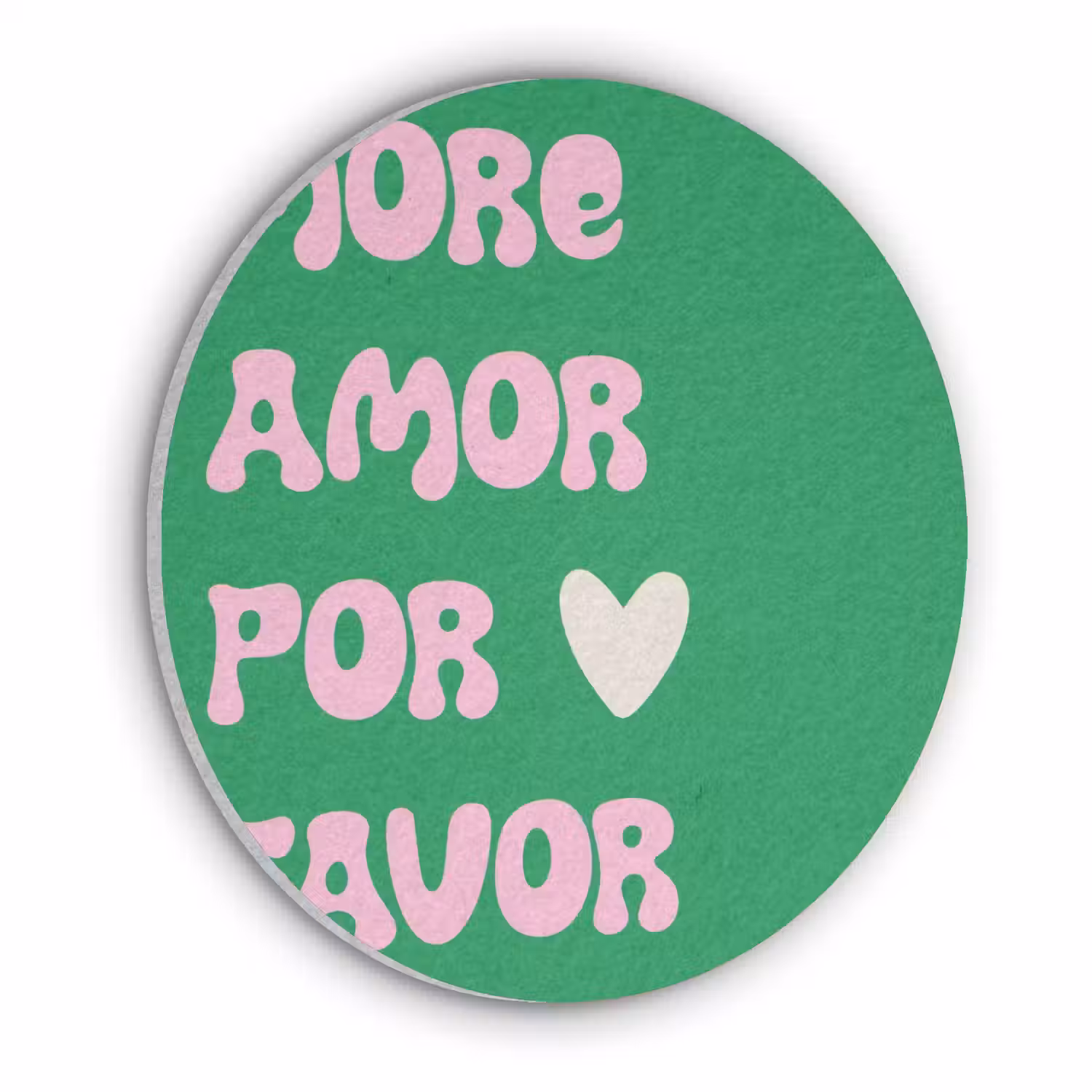 Amor - Valentijn - Groen - Tekst Akoestische PET Vilt - Rond klein -3d