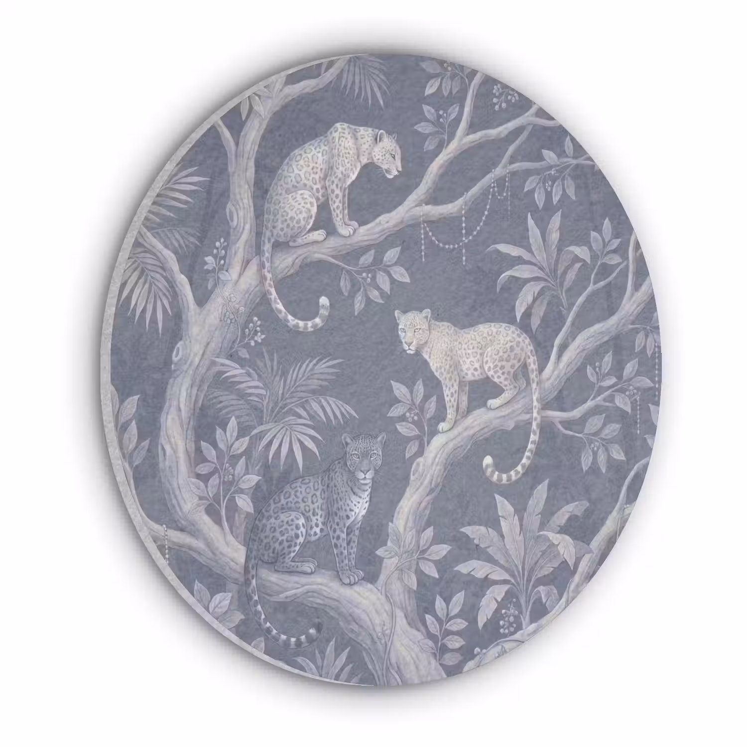 Dieren - Jungle - Illustratie - Bomen - Blauw Akoestische PET Vilt - Rond klein -3d
