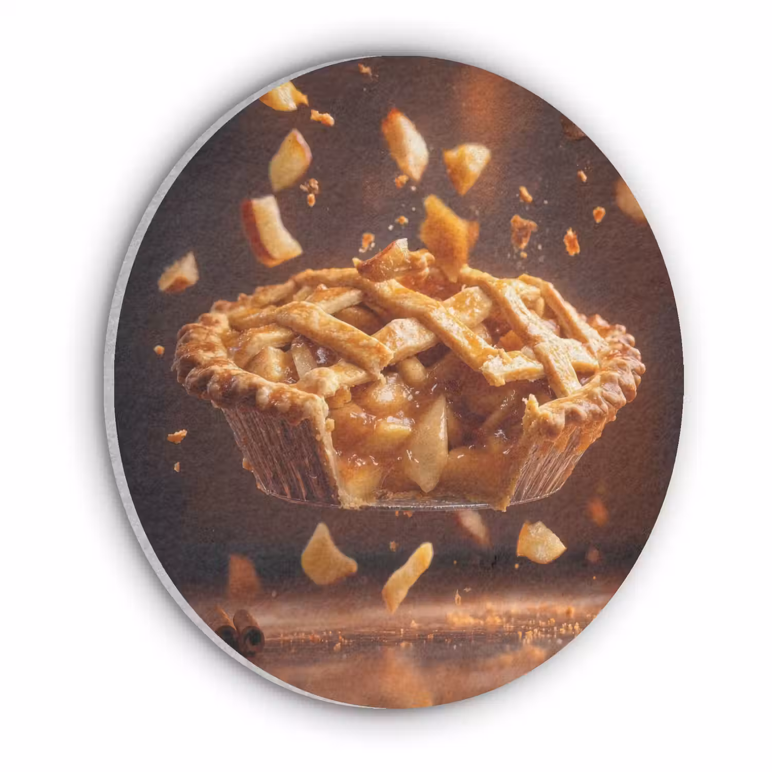 Appel - Taart - Warm - Eten Akoestische PET Vilt - Rond klein -3d