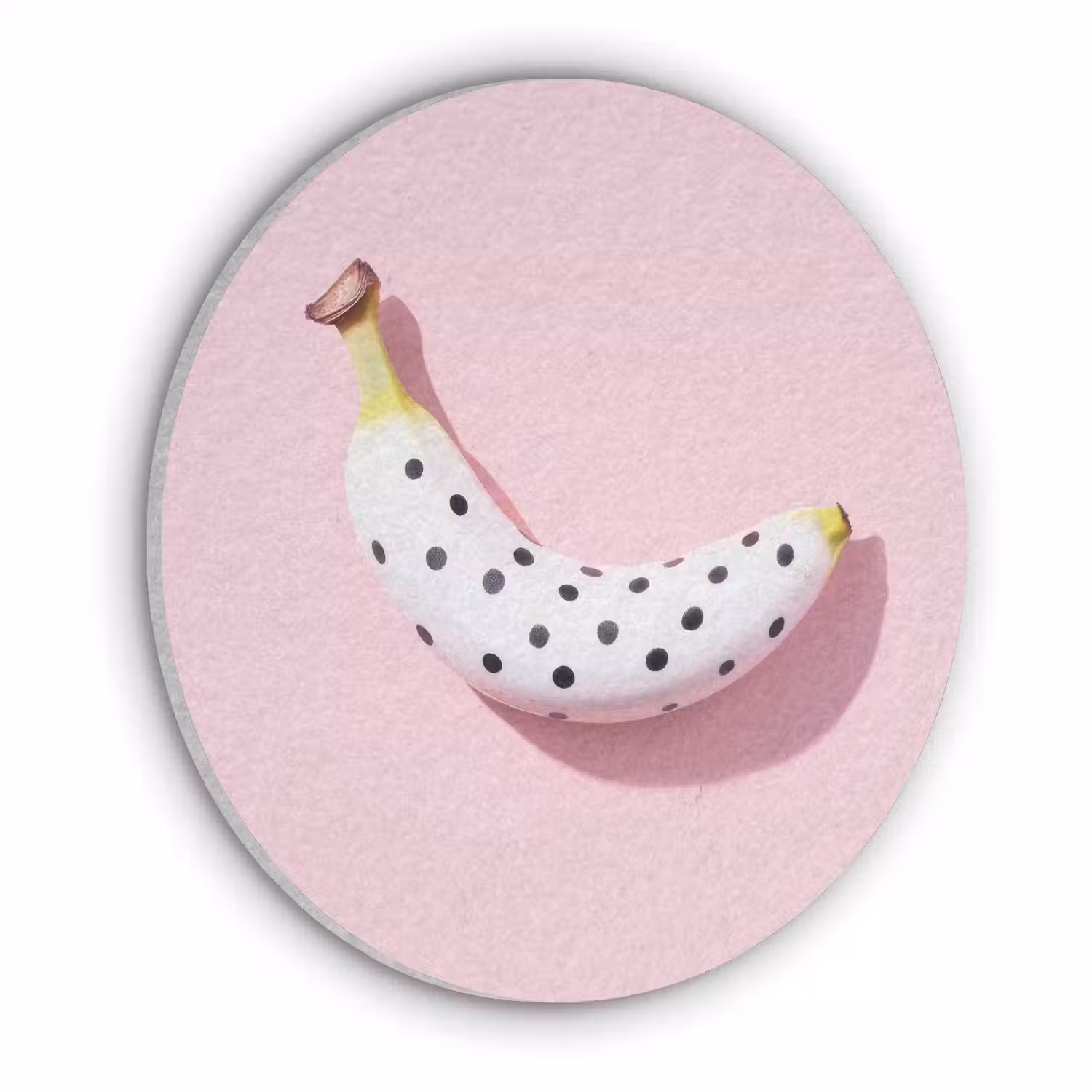 Banaan - Stippen - roze Akoestische PET Vilt - Rond klein -3d