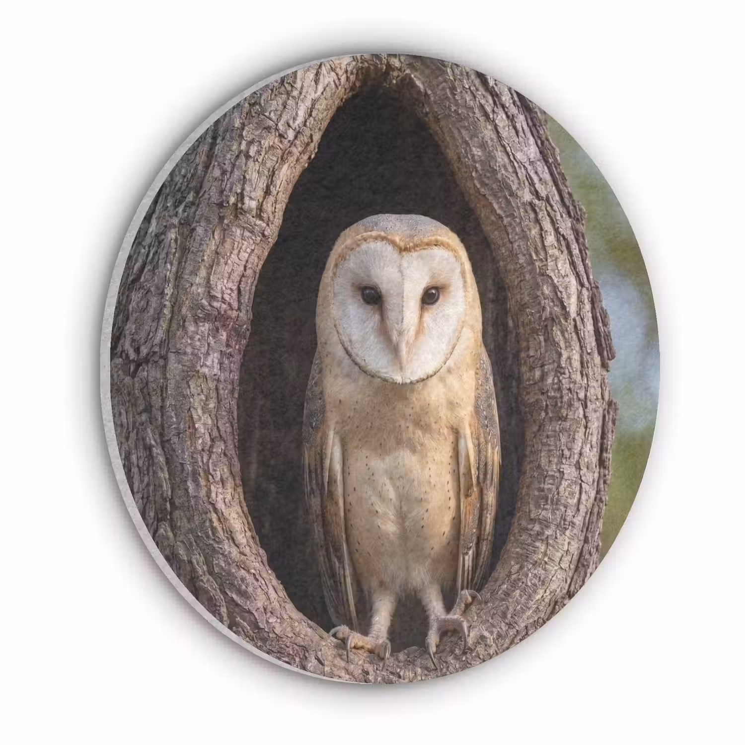 Kerkuil - Boom - Natuur - Bruin Akoestische PET Vilt - Rond klein -3d