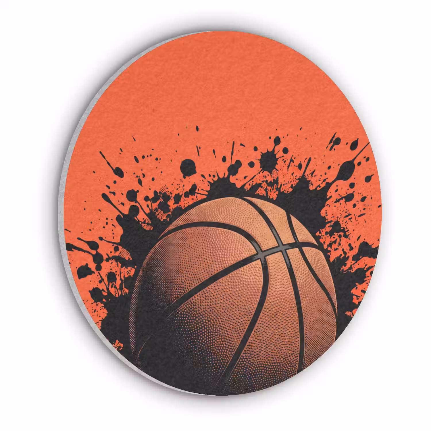 Basketbal - Verf - Sport - Oranje Akoestische PET Vilt - Rond klein -3d