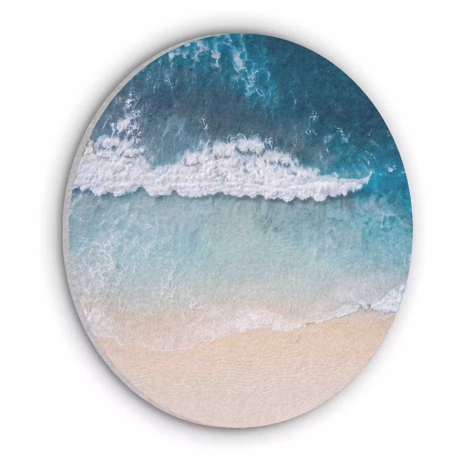 Strand - Zee - Golven - Natuur - Blauw Akoestische PET Vilt - Rond klein -3d