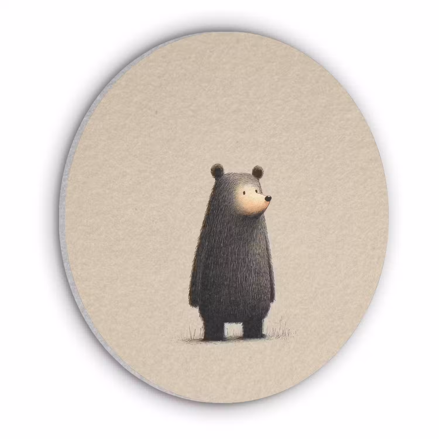 Beer - Donkerbruin - Minimalistisch Akoestische PET Vilt - Rond klein -3d