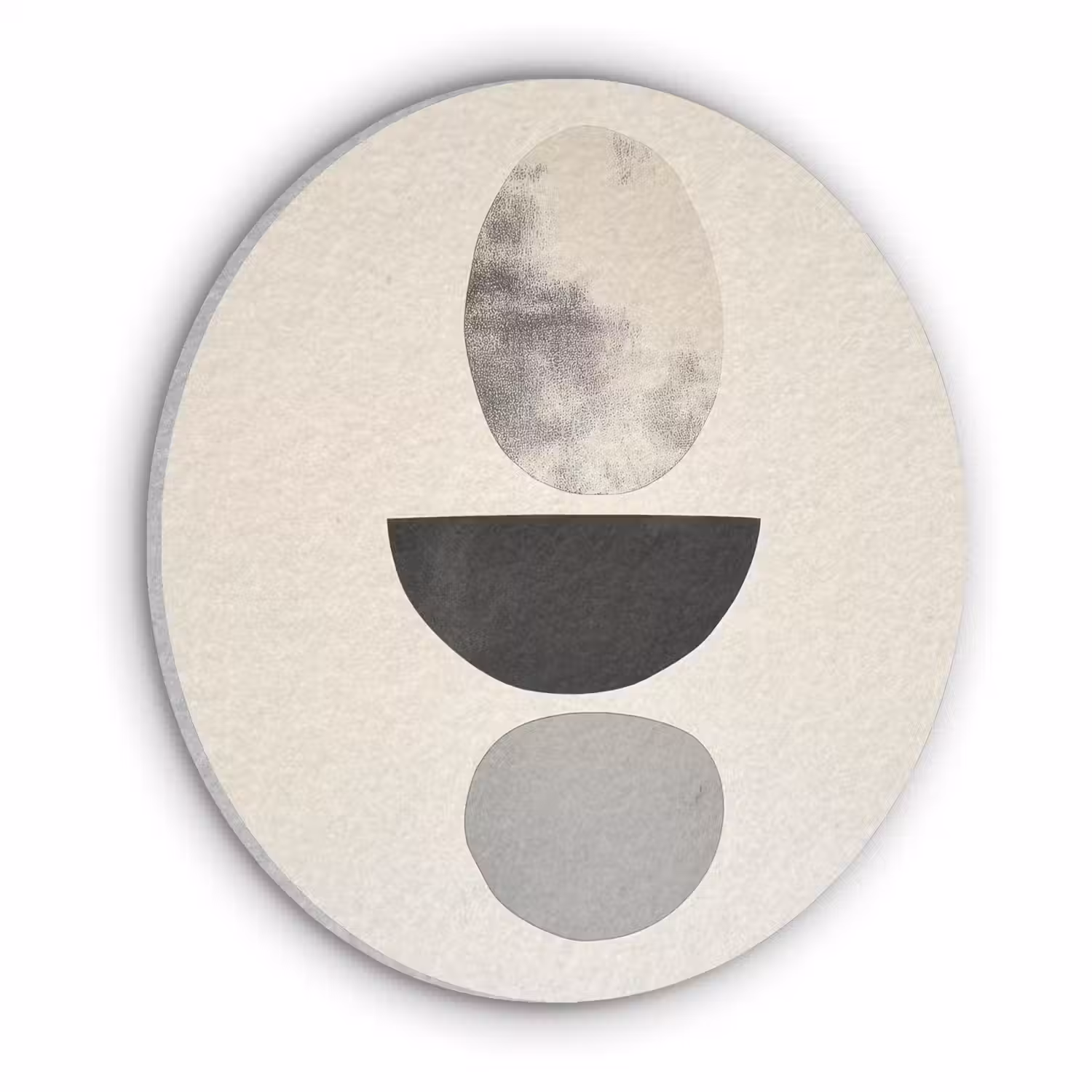 Beige - Japandi - Wabi sabi Akoestische PET Vilt - Rond klein -3d