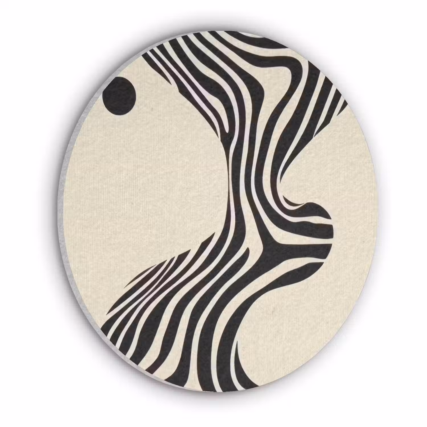 Beige - Lijnen - Golvend - Abstract Akoestische PET Vilt - Rond klein -3d