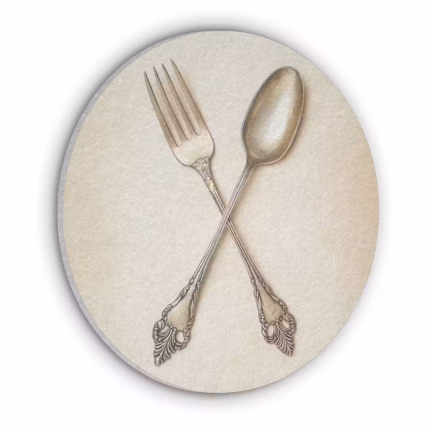Beige - Vintage - Bestek Akoestische PET Vilt - Rond klein -3d