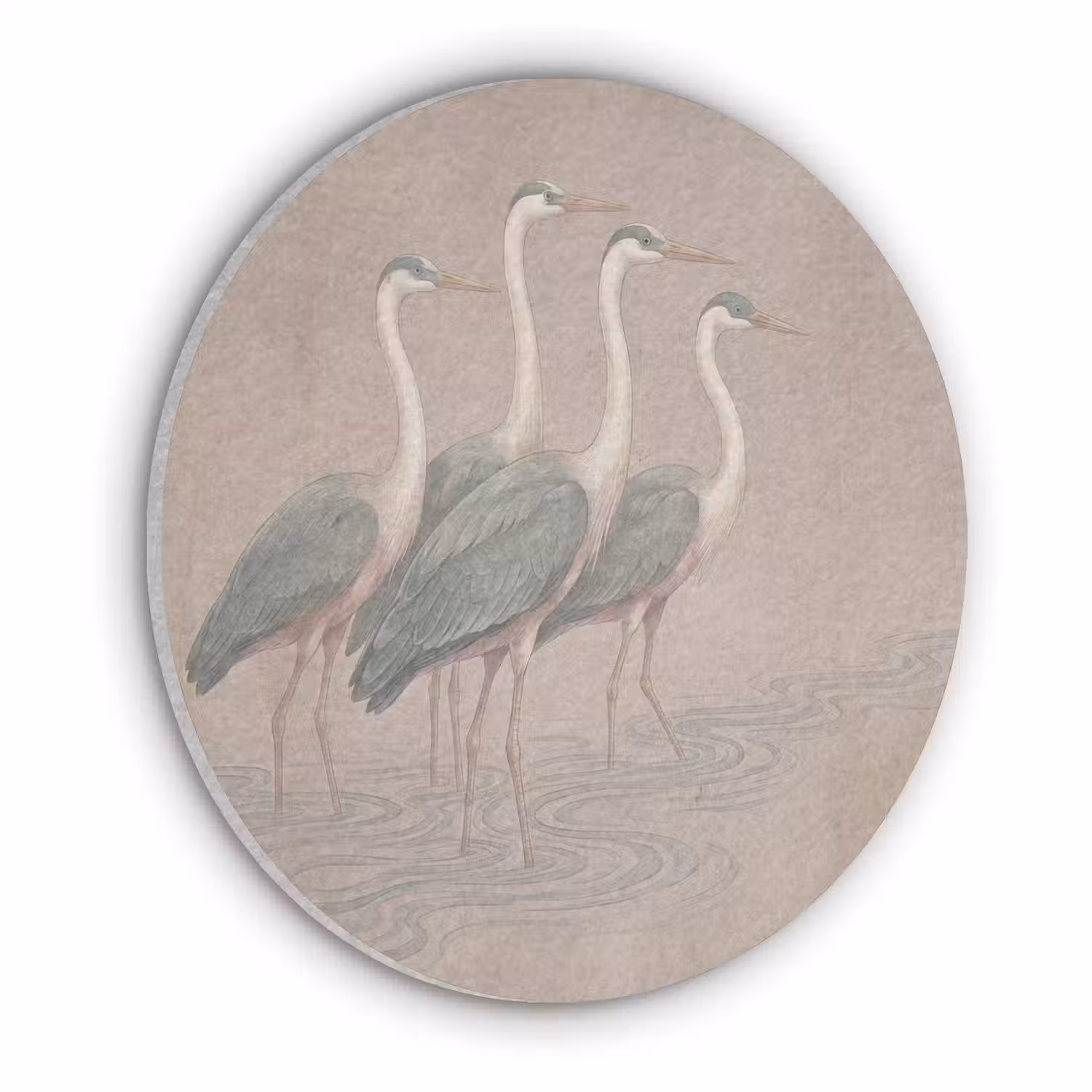 Vogel - Water - Natuur - Vintage Akoestische PET Vilt - Rond klein -3d