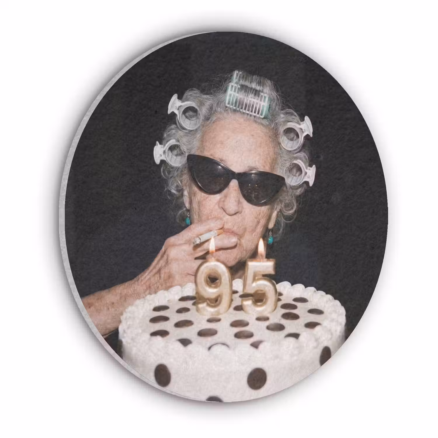 Verjaardag - Krulspeld - Oma Akoestische PET Vilt - Rond klein -3d