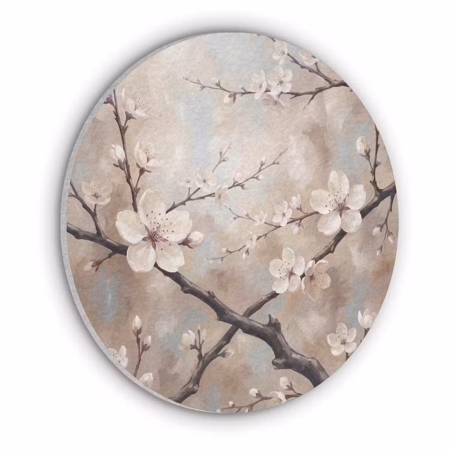Bloesem - Takken - Schilderij - Beige - Serene Akoestische PET Vilt - Rond klein -3d