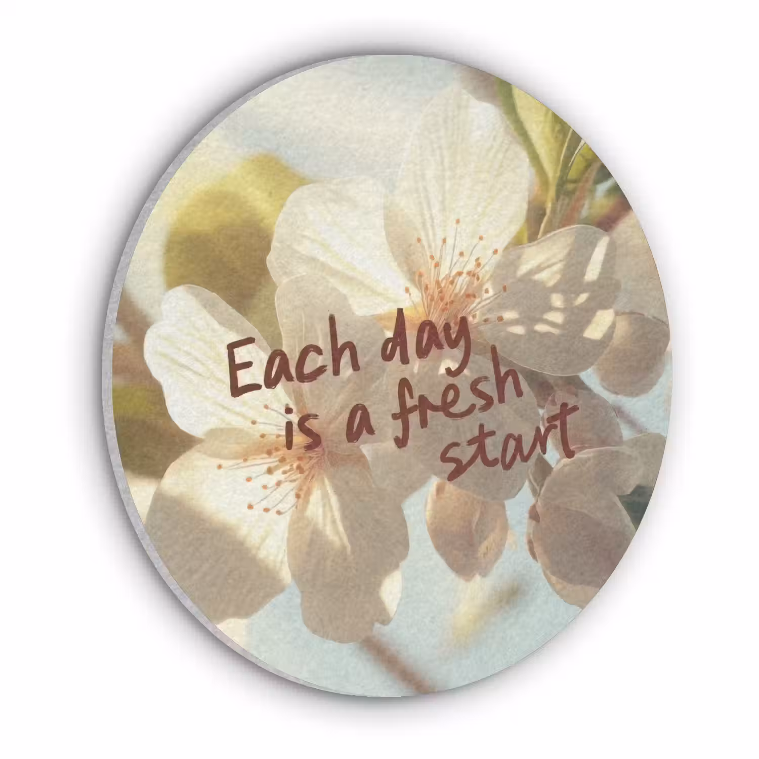 Bloesems - Zonlicht - Quote - Wit Akoestische PET Vilt - Rond klein -3d