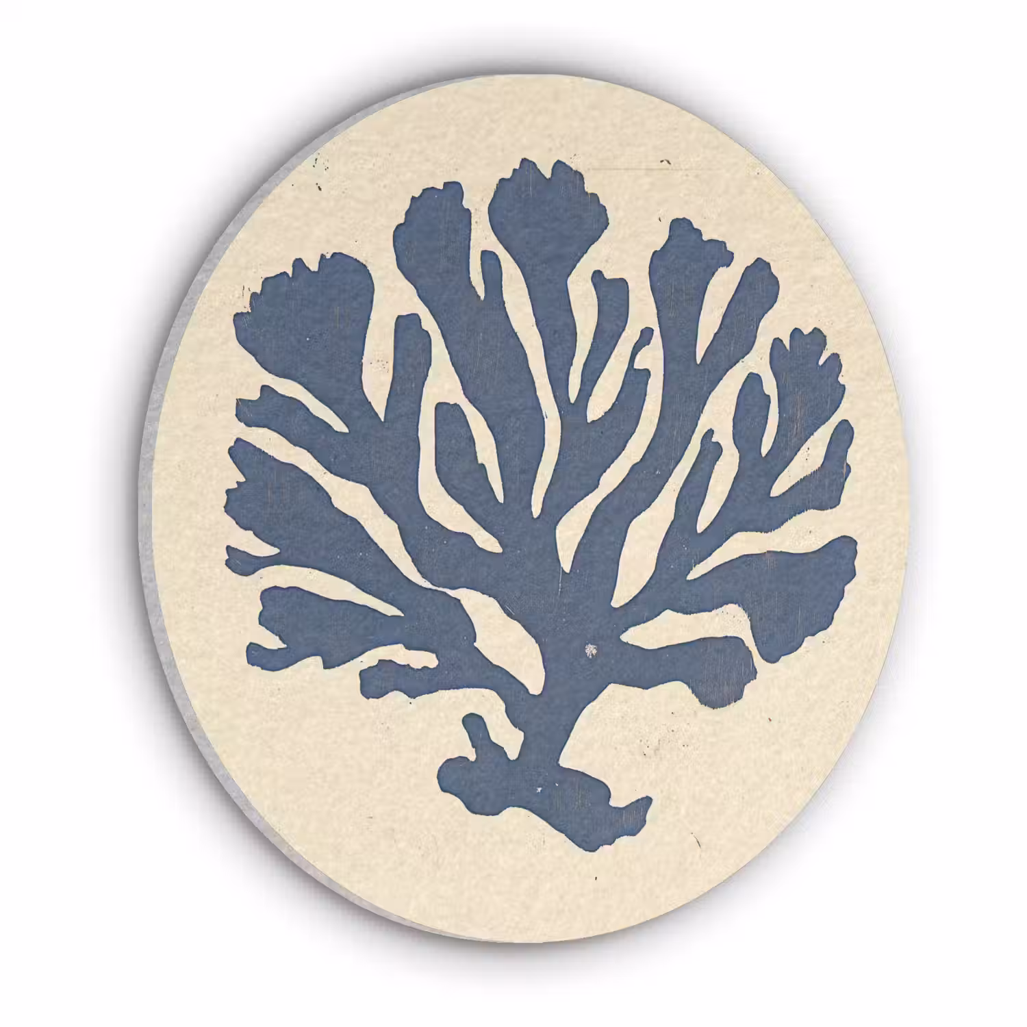 Blauw koraal - Vertakkingen - Beige Akoestische PET Vilt - Rond klein -3d