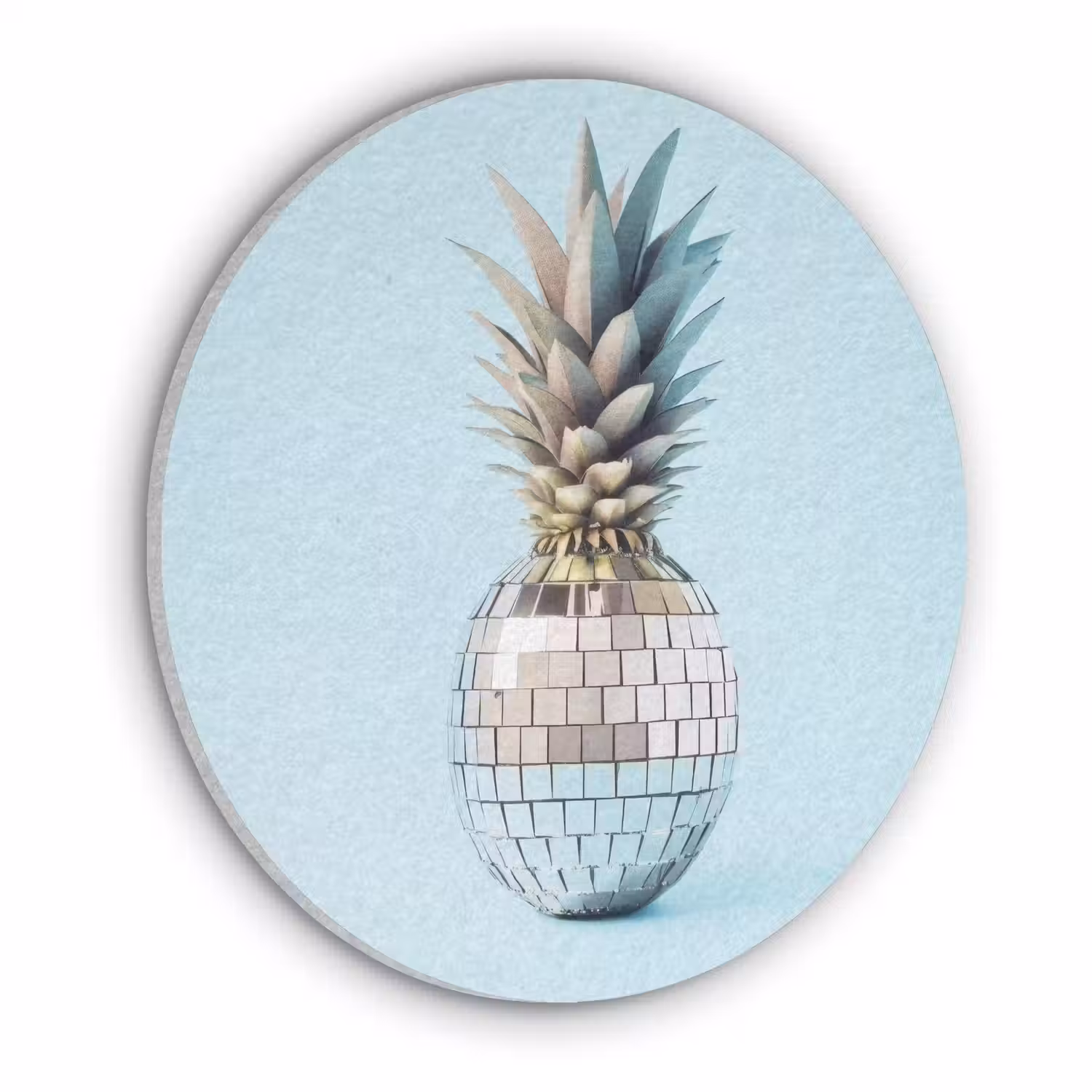 Blauw - Ananas - Disco - Discobal Akoestische PET Vilt - Rond klein -3d