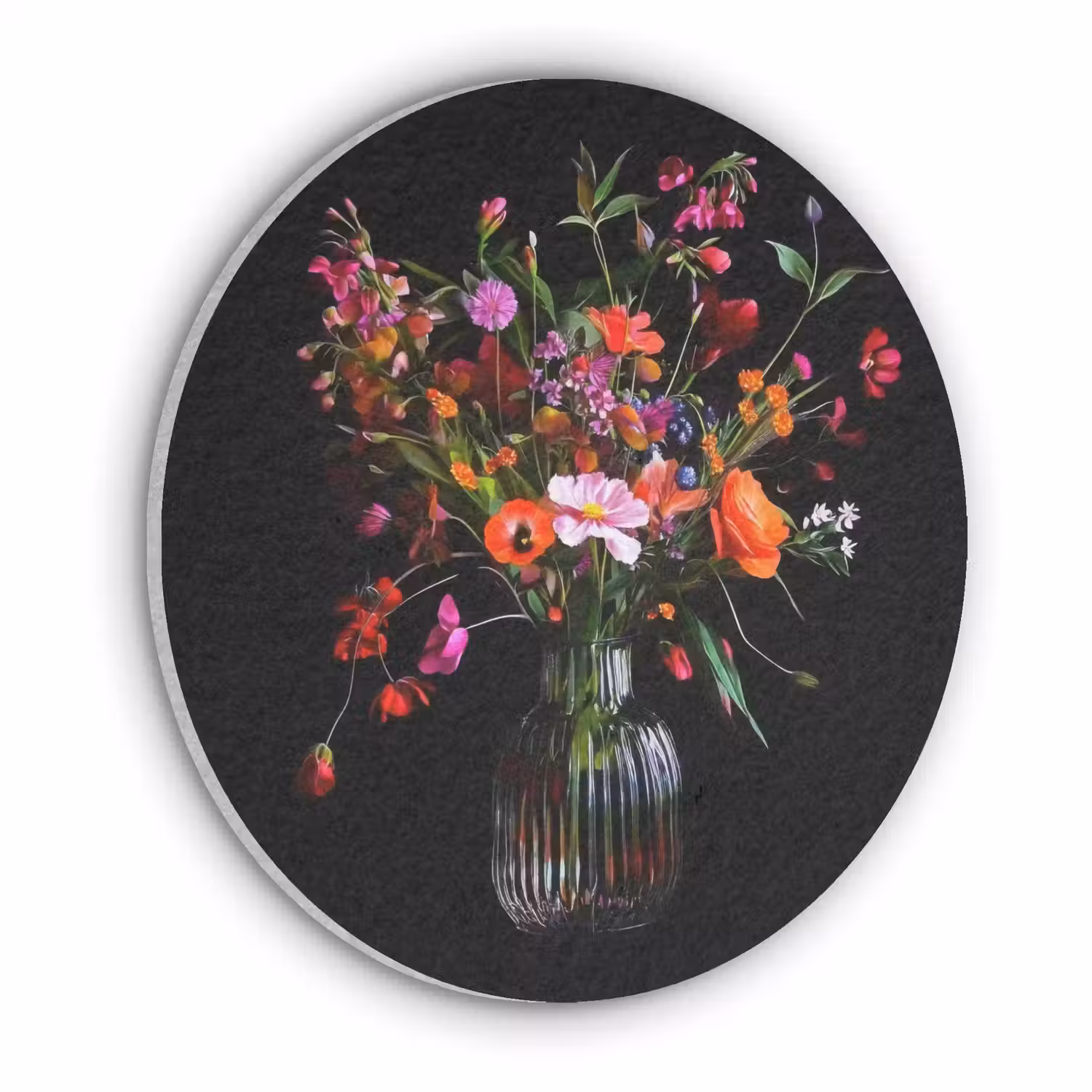 Boeket - Veldbloemen - Vaas Akoestische PET Vilt - Rond klein -3d