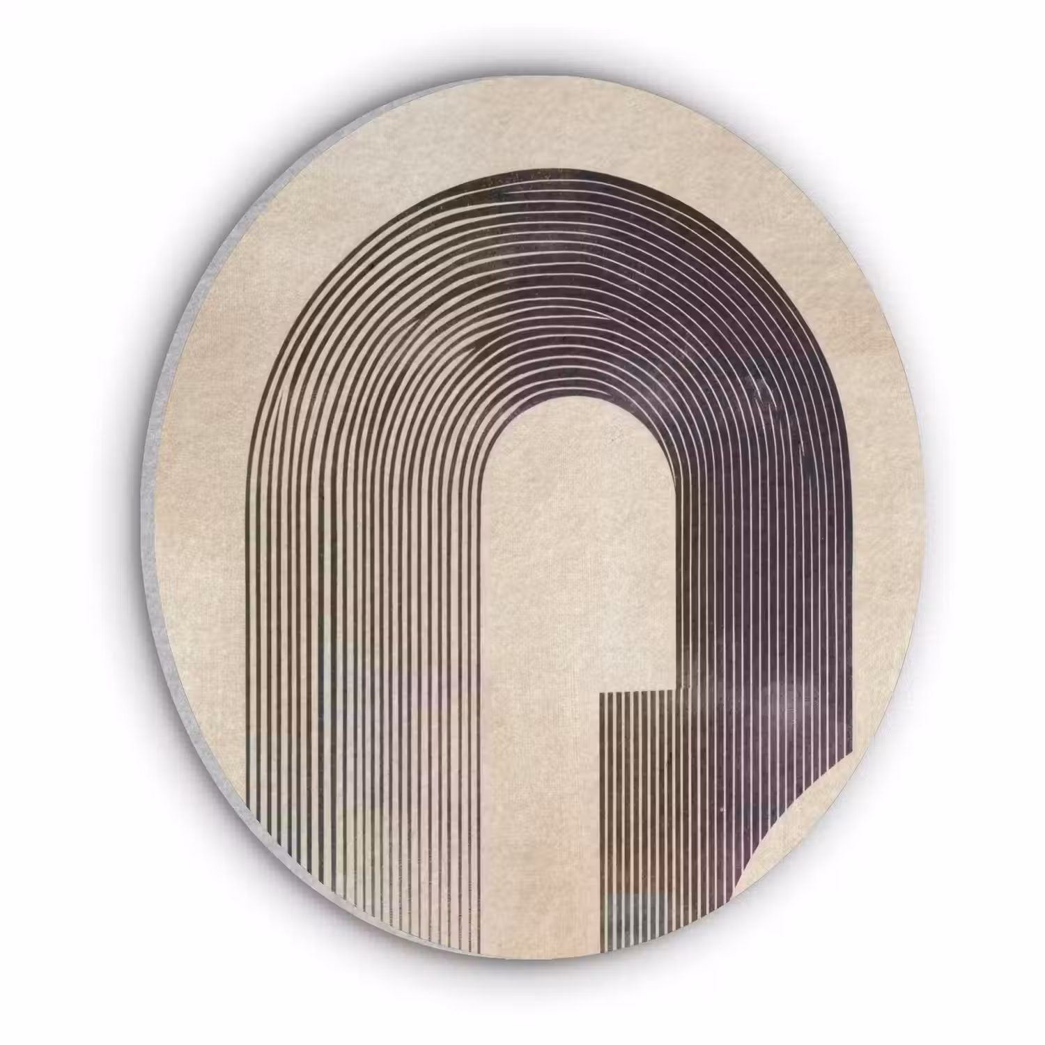 Boog - Strepen - Minimalistisch - Zwart Akoestische PET Vilt - Rond klein -3d