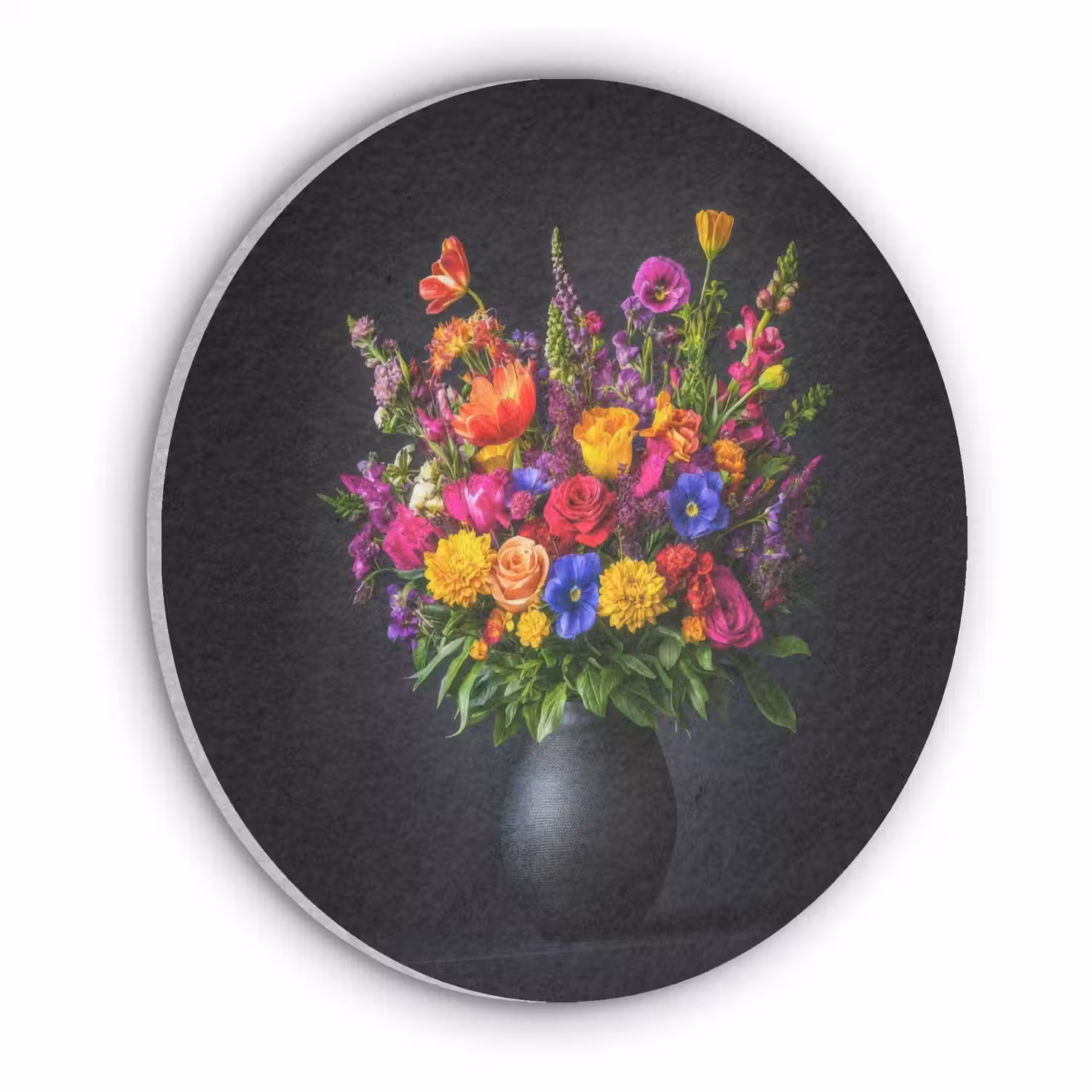 Felgekleurd - Bloemen - Vaas Akoestische PET Vilt - Rond klein -3d