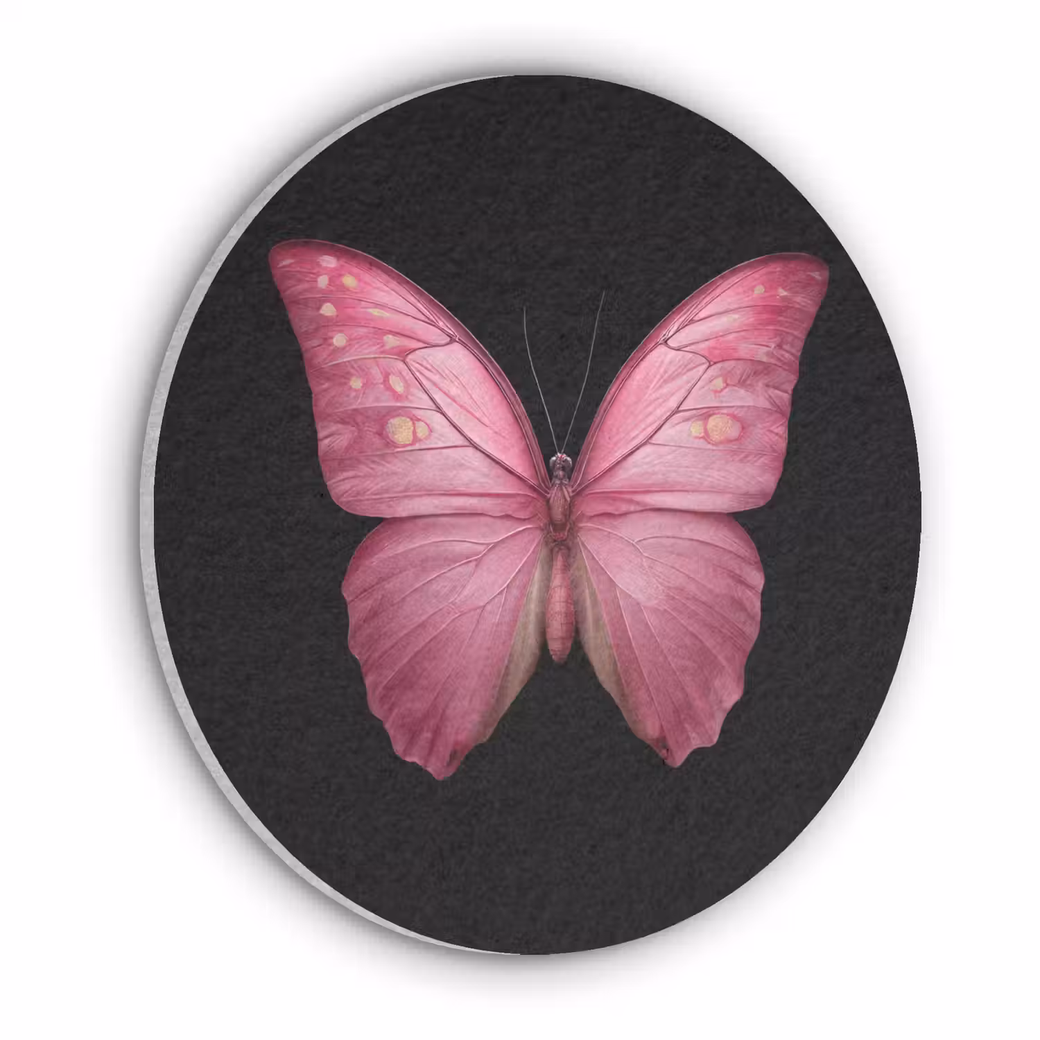 Vlinder - roze - Elegant Akoestische PET Vilt - Rond klein -3d