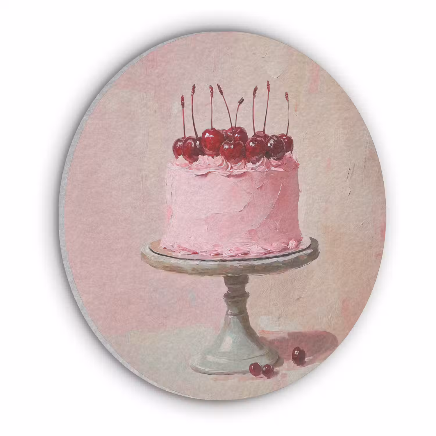 Taart - Pink - Cherry Akoestische PET Vilt - Rond klein -3d